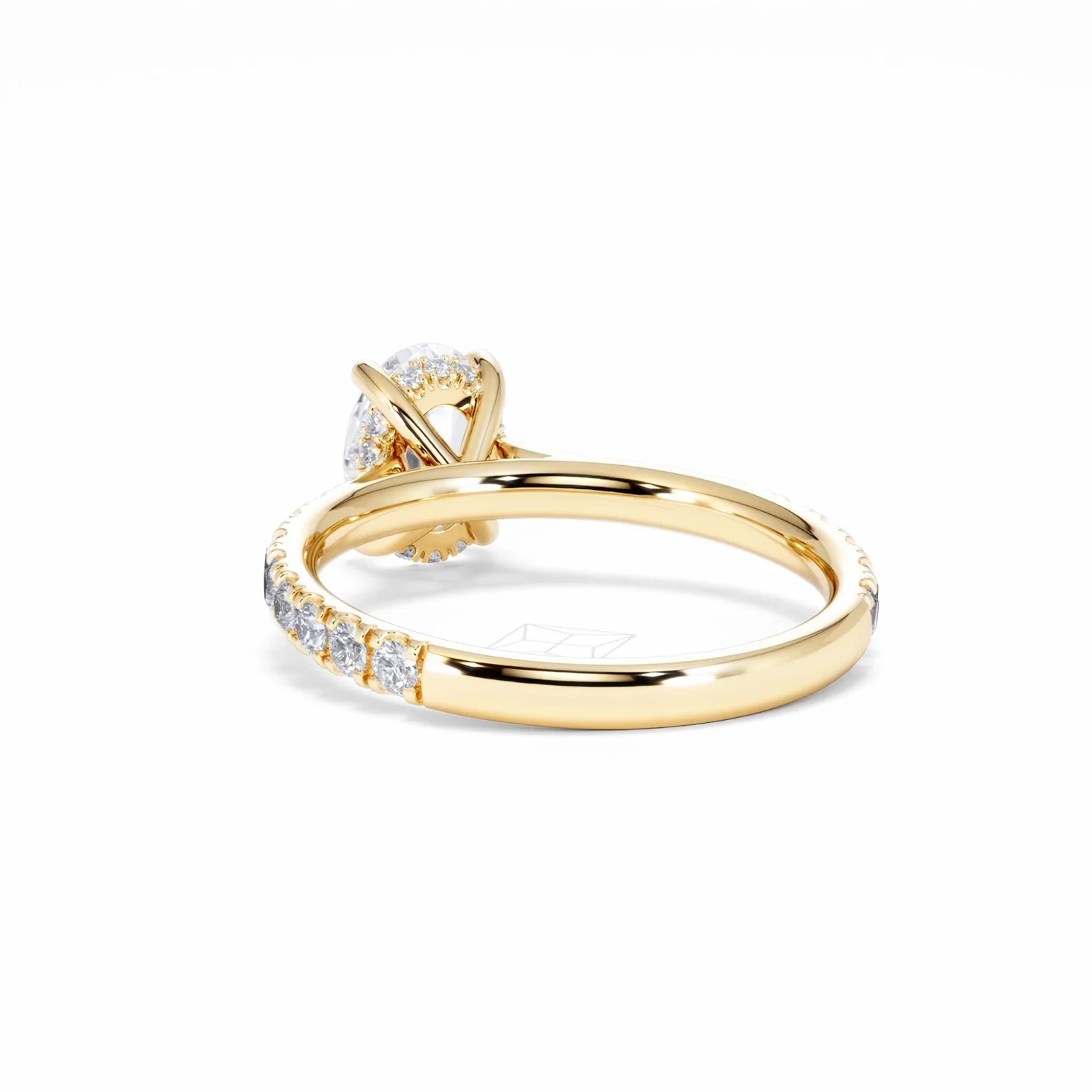 Amora Oval 1.00ct Hidden Halo Lab Diamond Engagement Ring With Side Stones Set in 18K Gold - Image 55