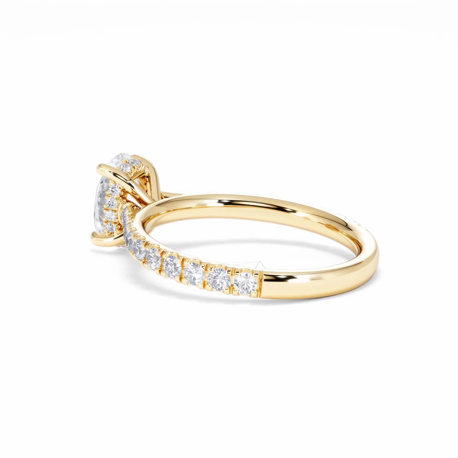 Amora Oval 1.00ct Hidden Halo Lab Diamond Engagement Ring With Side Stones Set in 18K Gold - Image 62