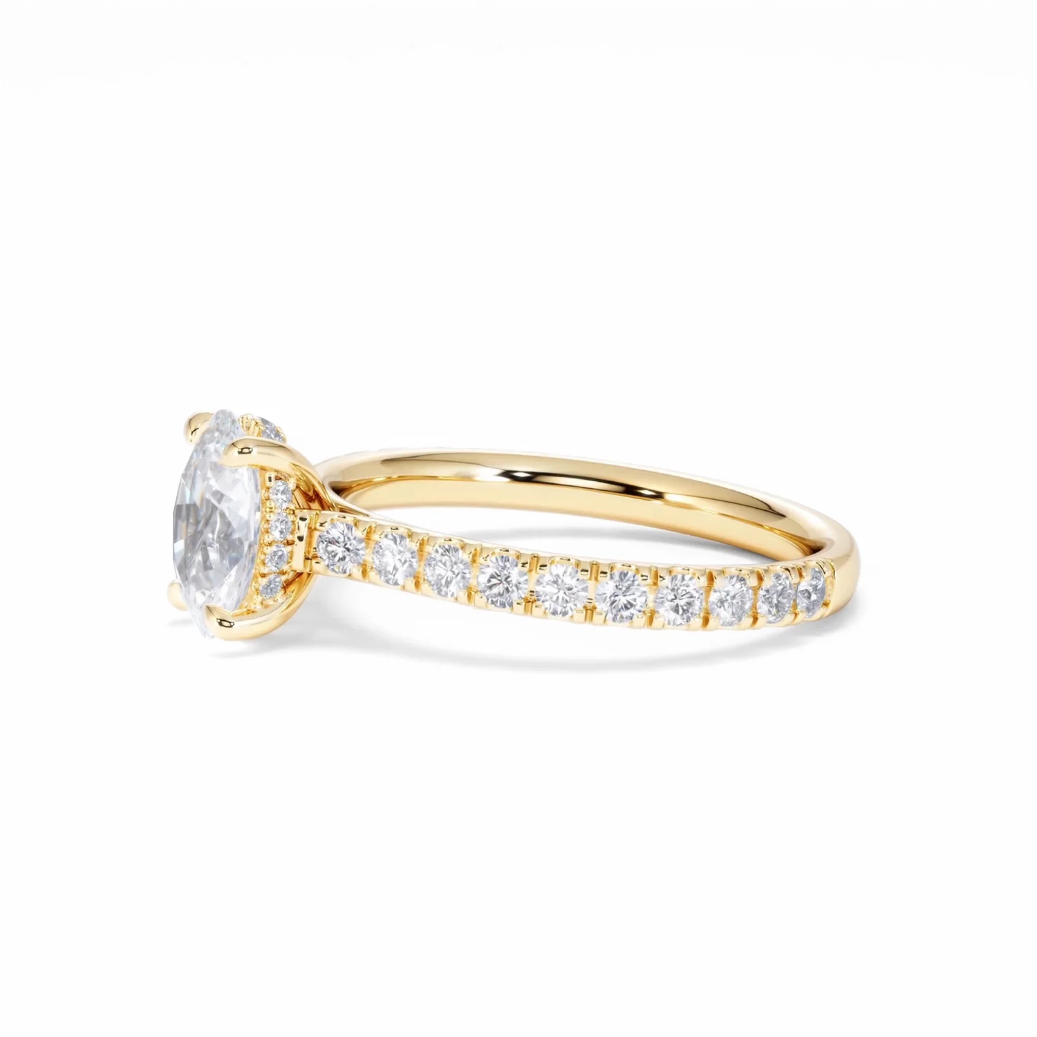 Amora Oval 1.00ct Hidden Halo Lab Diamond Engagement Ring With Side Stones Set in 18K Gold - Image 75