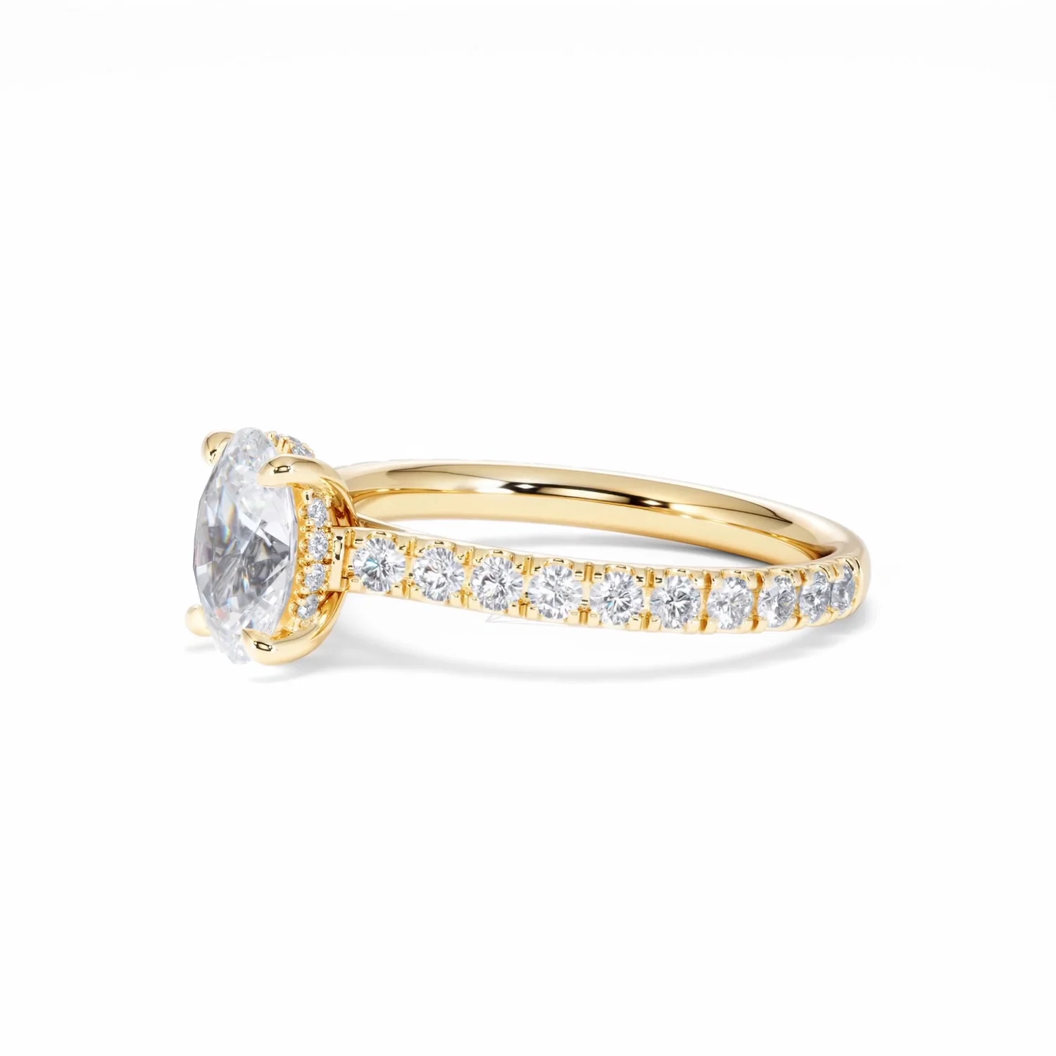 Amora Oval 1.00ct Hidden Halo Lab Diamond Engagement Ring With Side Stones Set in 18K Gold - Image 77
