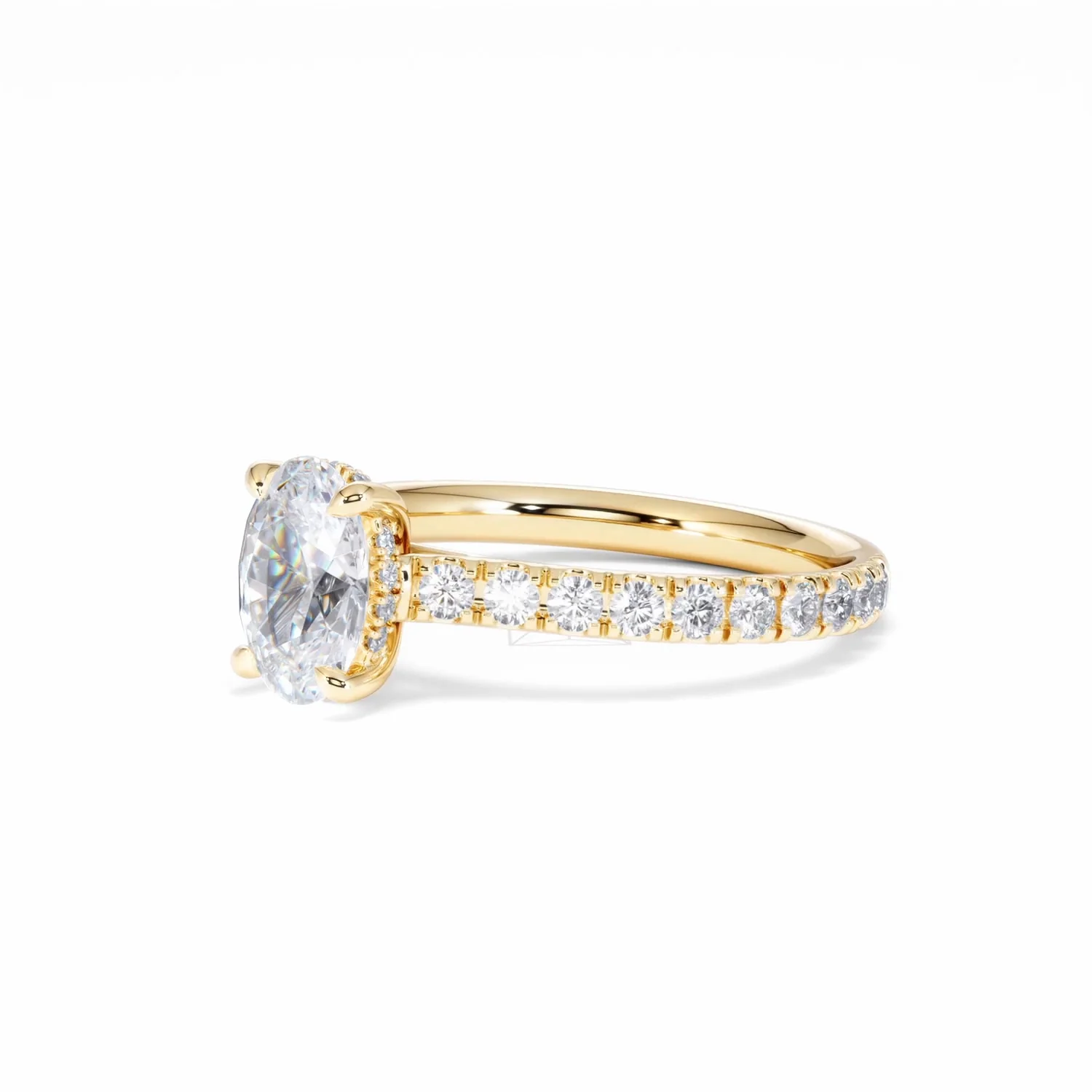 Amora Oval 1.00ct Hidden Halo Lab Diamond Engagement Ring With Side Stones Set in 18K Gold - Image 80