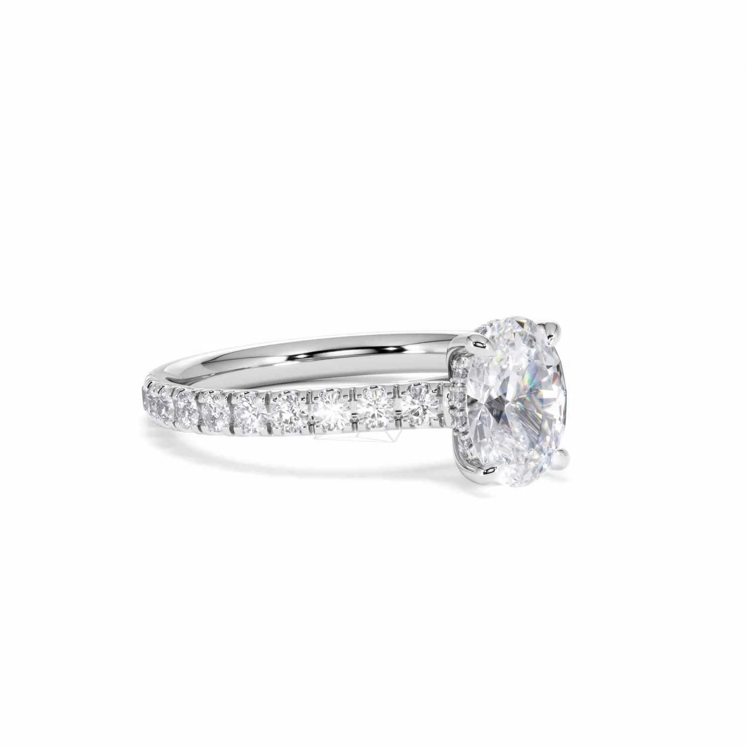 Amora Oval 1.00ct Hidden Halo Lab Diamond Engagement Ring With Side Stones Set in 18K White Gold - Image 18