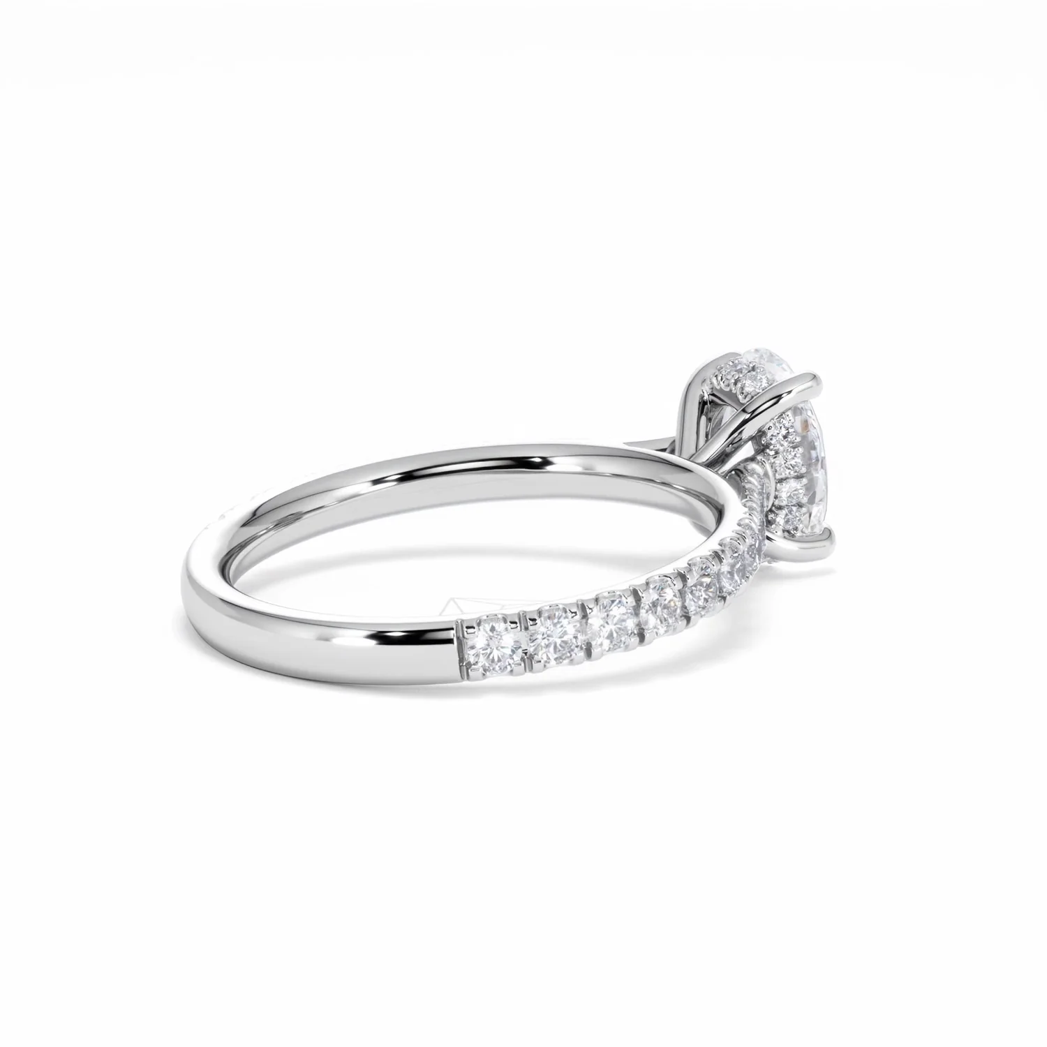 Amora Oval 1.00ct Hidden Halo Lab Diamond Engagement Ring With Side Stones Set in 18K White Gold - Image 38