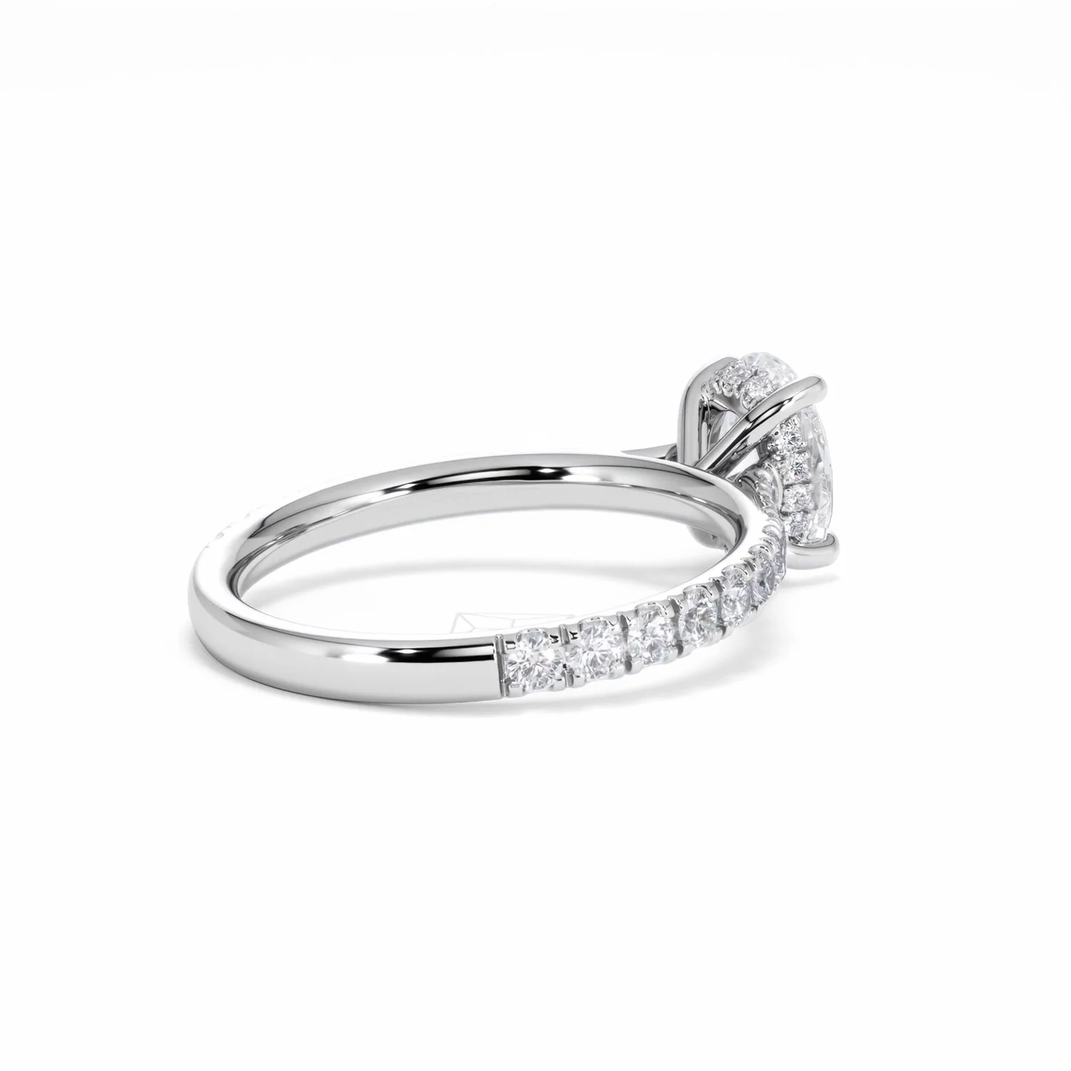 Amora Oval 1.00ct Hidden Halo Lab Diamond Engagement Ring With Side Stones Set in 18K White Gold - Image 39