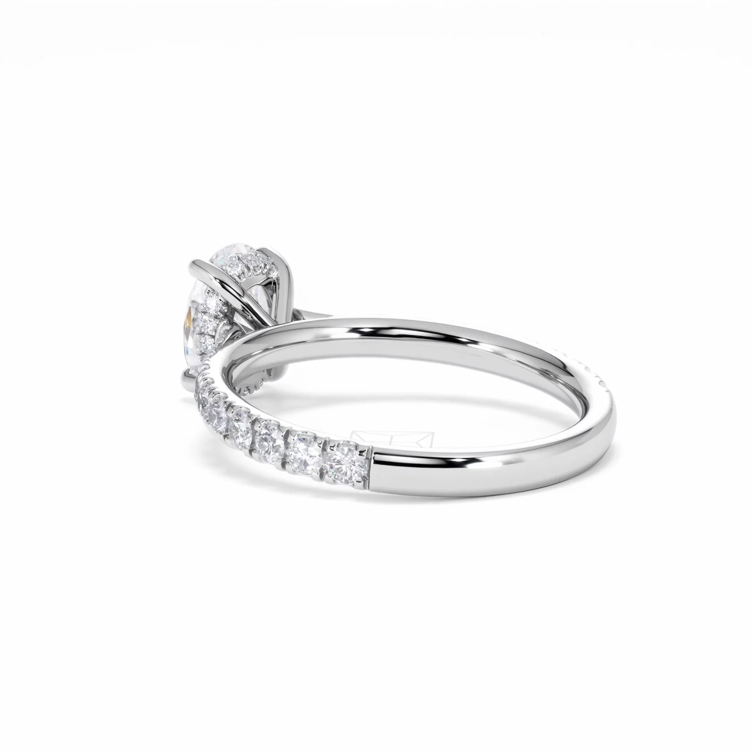 Amora Oval 1.00ct Hidden Halo Lab Diamond Engagement Ring With Side Stones Set in 18K White Gold - Image 59