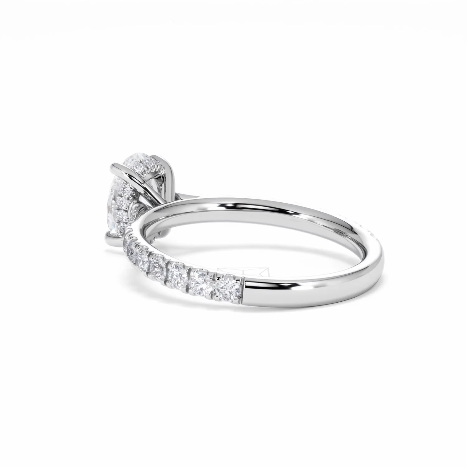 Amora Oval 1.00ct Hidden Halo Lab Diamond Engagement Ring With Side Stones Set in 18K White Gold - Image 60