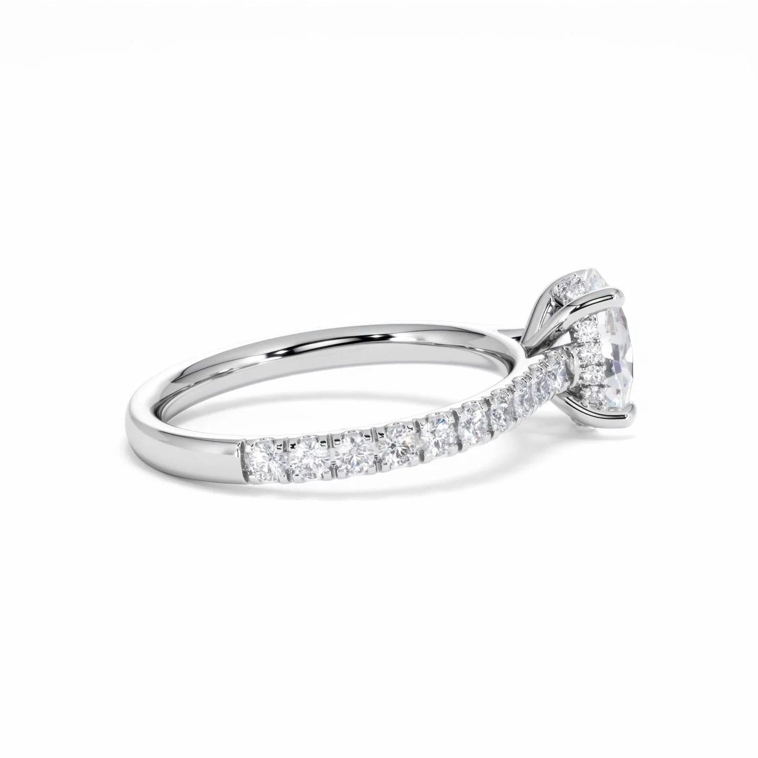 Amora Oval 1.00ct Hidden Halo Lab Diamond Engagement Ring With Side Stones Set in Platinum - Image 33