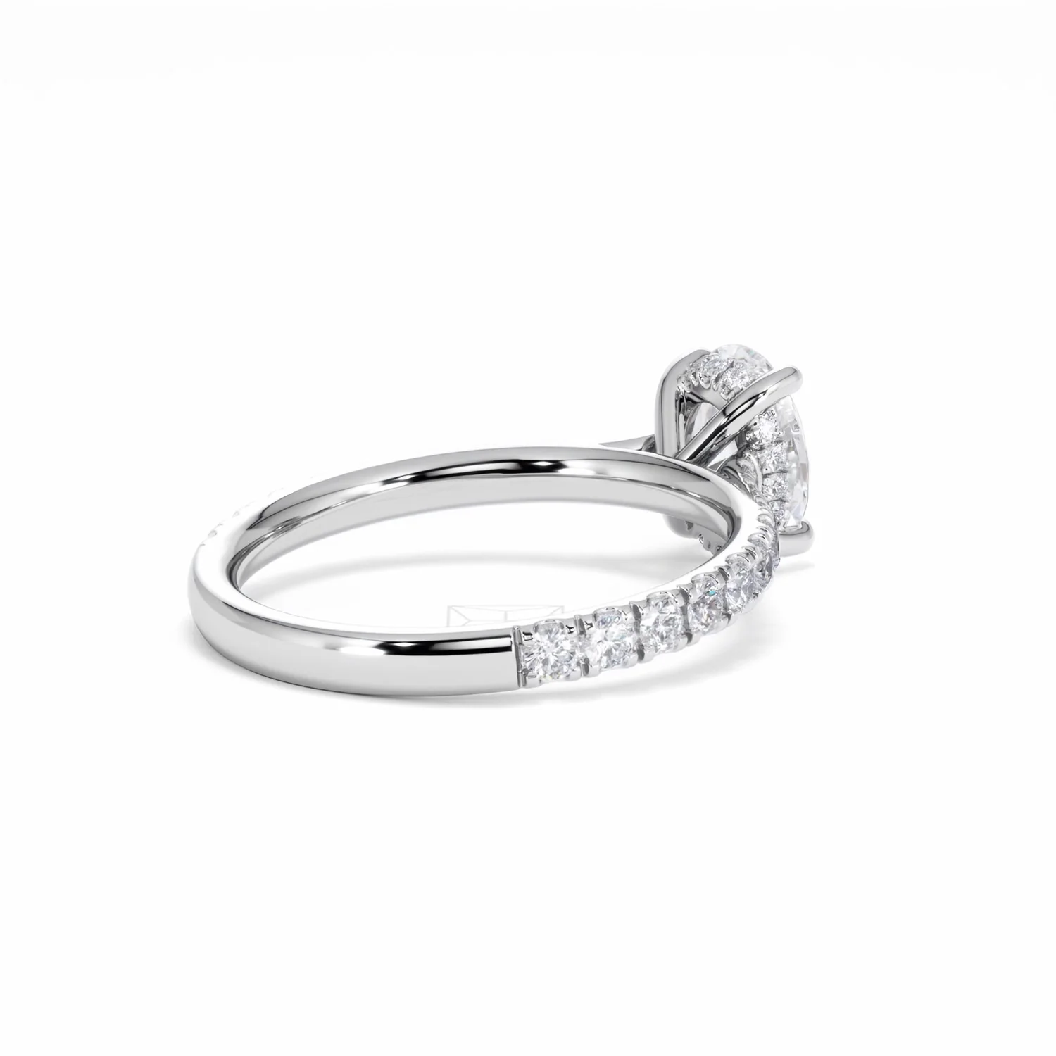 Amora Oval 1.00ct Hidden Halo Lab Diamond Engagement Ring With Side Stones Set in Platinum - Image 40