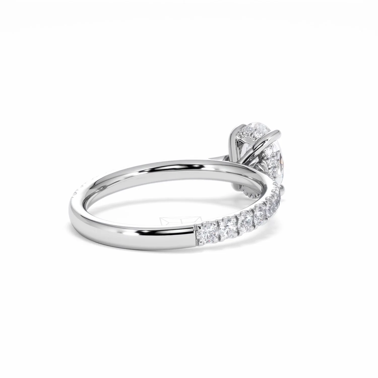 Amora Oval 1.00ct Hidden Halo Lab Diamond Engagement Ring With Side Stones Set in Platinum - Image 41