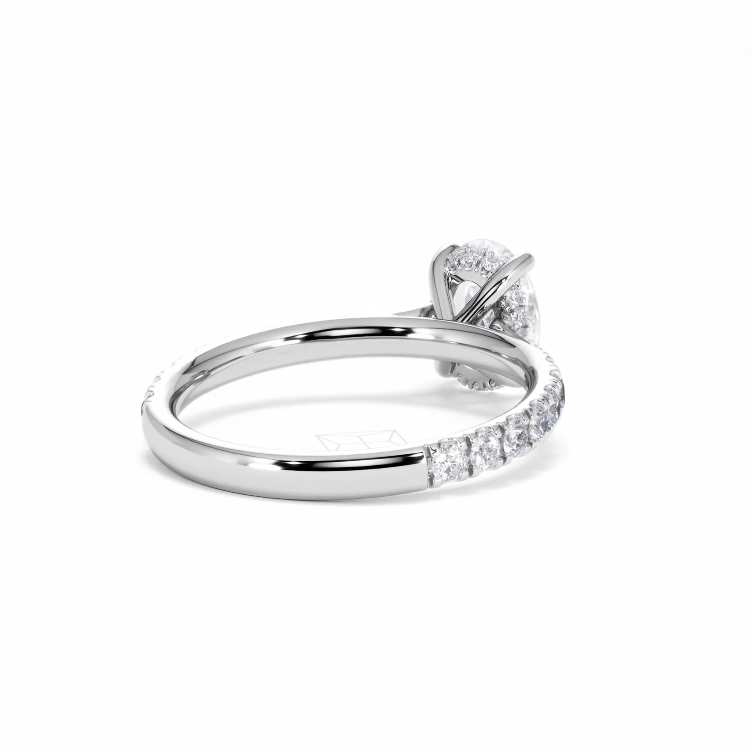 Amora Oval 1.00ct Hidden Halo Lab Diamond Engagement Ring With Side Stones Set in Platinum - Image 43