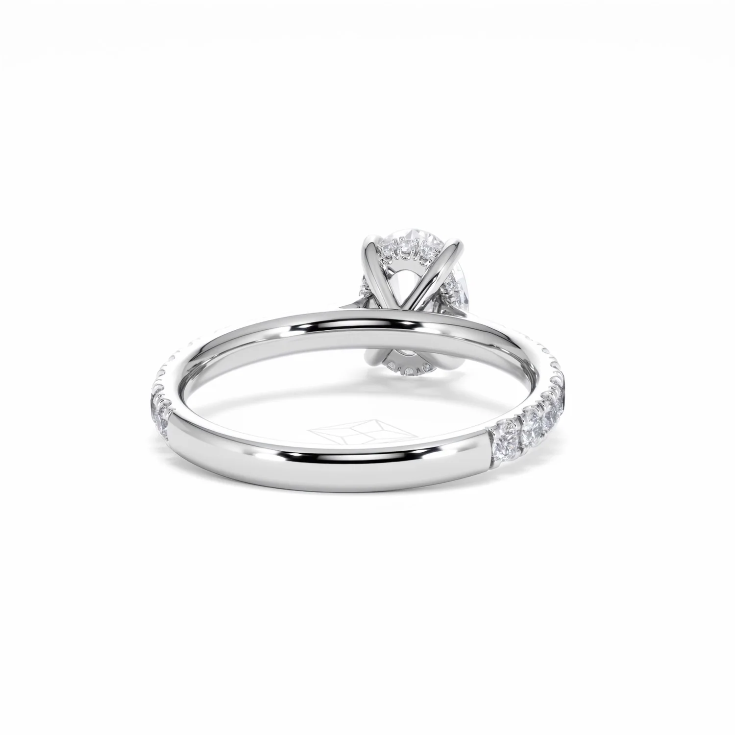 Amora Oval 1.00ct Hidden Halo Lab Diamond Engagement Ring With Side Stones Set in Platinum - Image 47