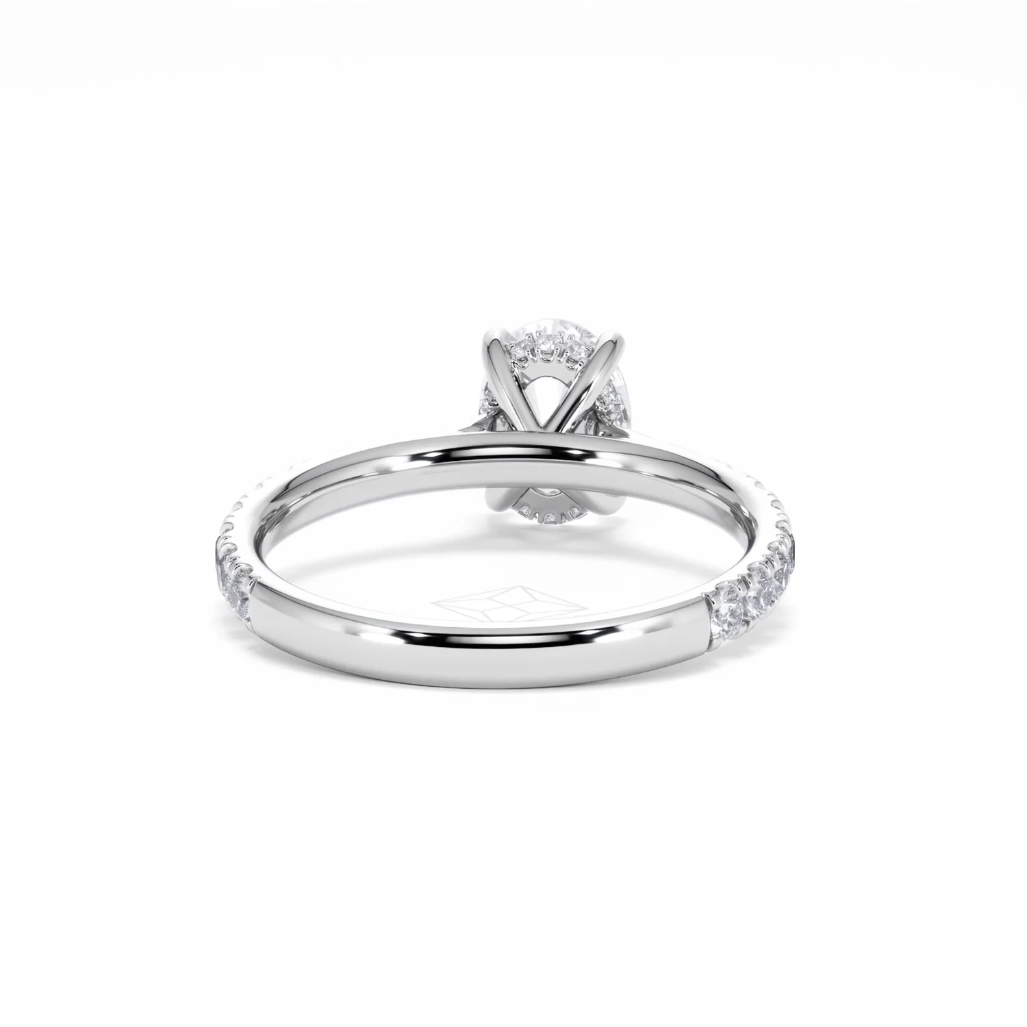 Amora Oval 1.00ct Hidden Halo Lab Diamond Engagement Ring With Side Stones Set in Platinum - Image 48