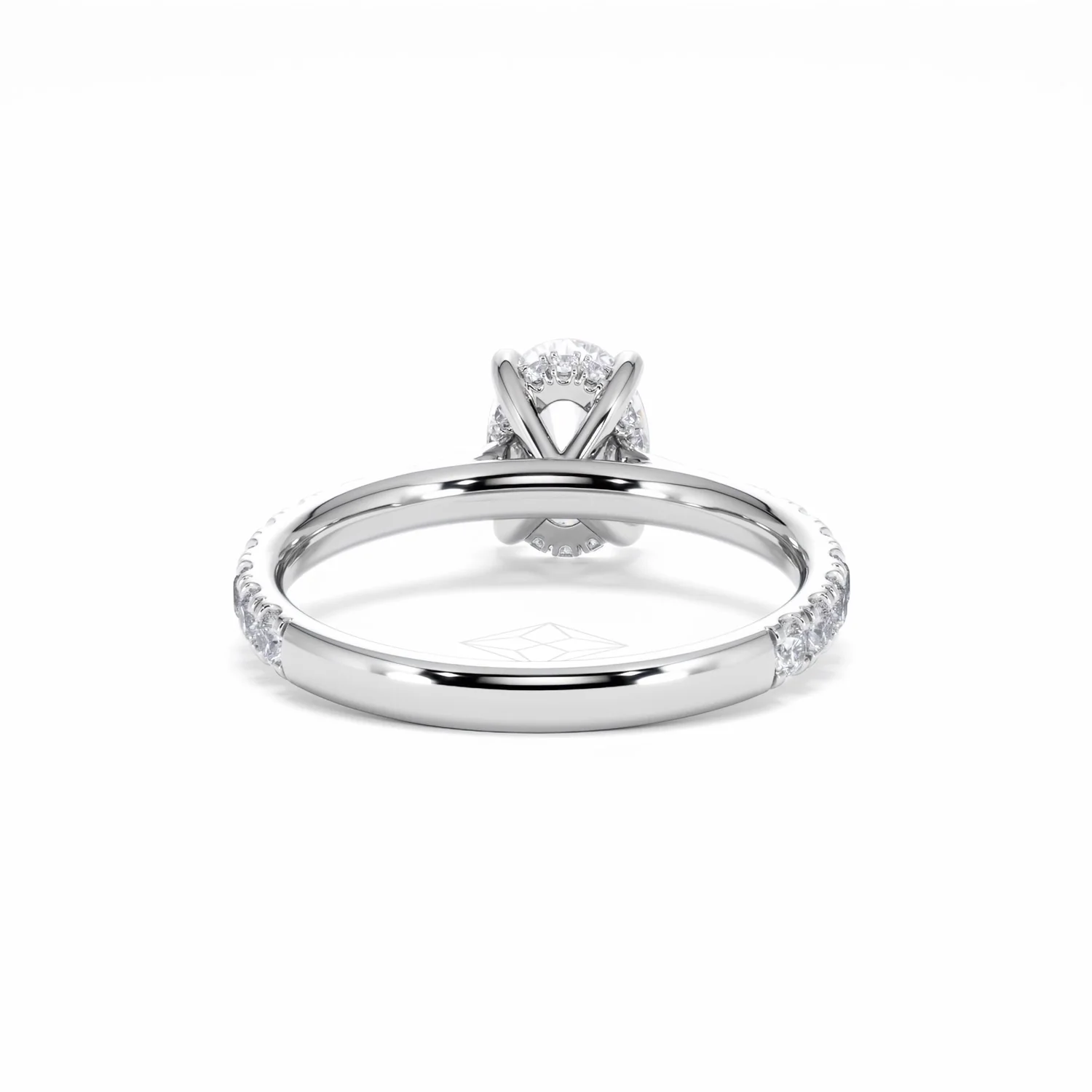 Amora Oval 1.00ct Hidden Halo Lab Diamond Engagement Ring With Side Stones Set in Platinum - Image 49