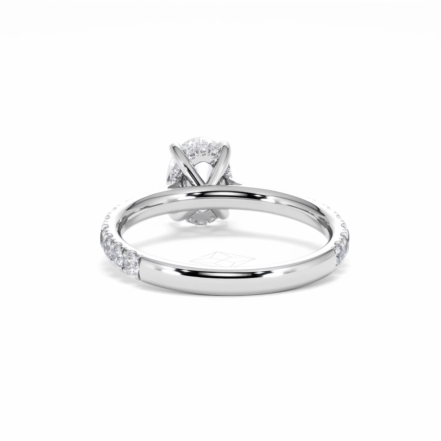 Amora Oval 1.00ct Hidden Halo Lab Diamond Engagement Ring With Side Stones Set in Platinum - Image 52