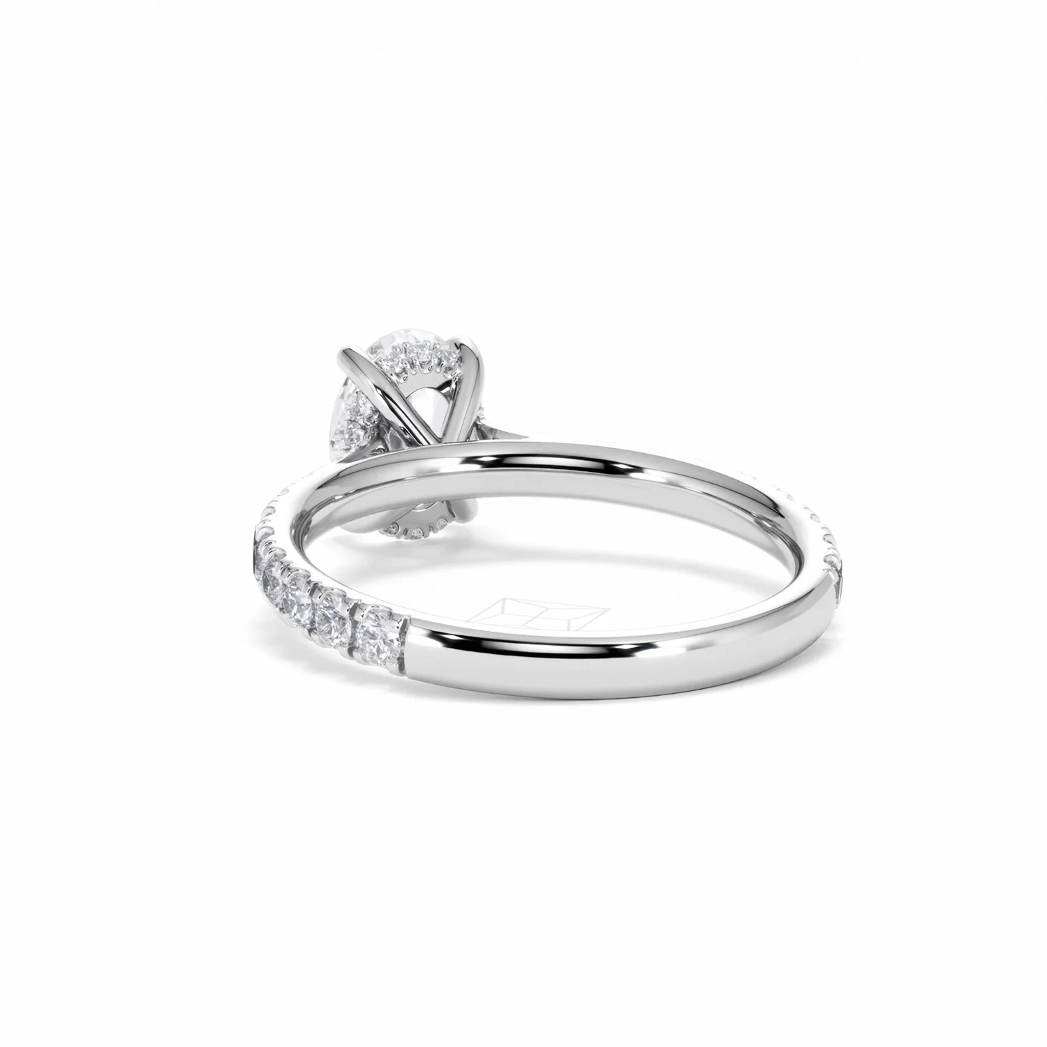 Amora Oval 1.00ct Hidden Halo Lab Diamond Engagement Ring With Side Stones Set in Platinum - Image 55