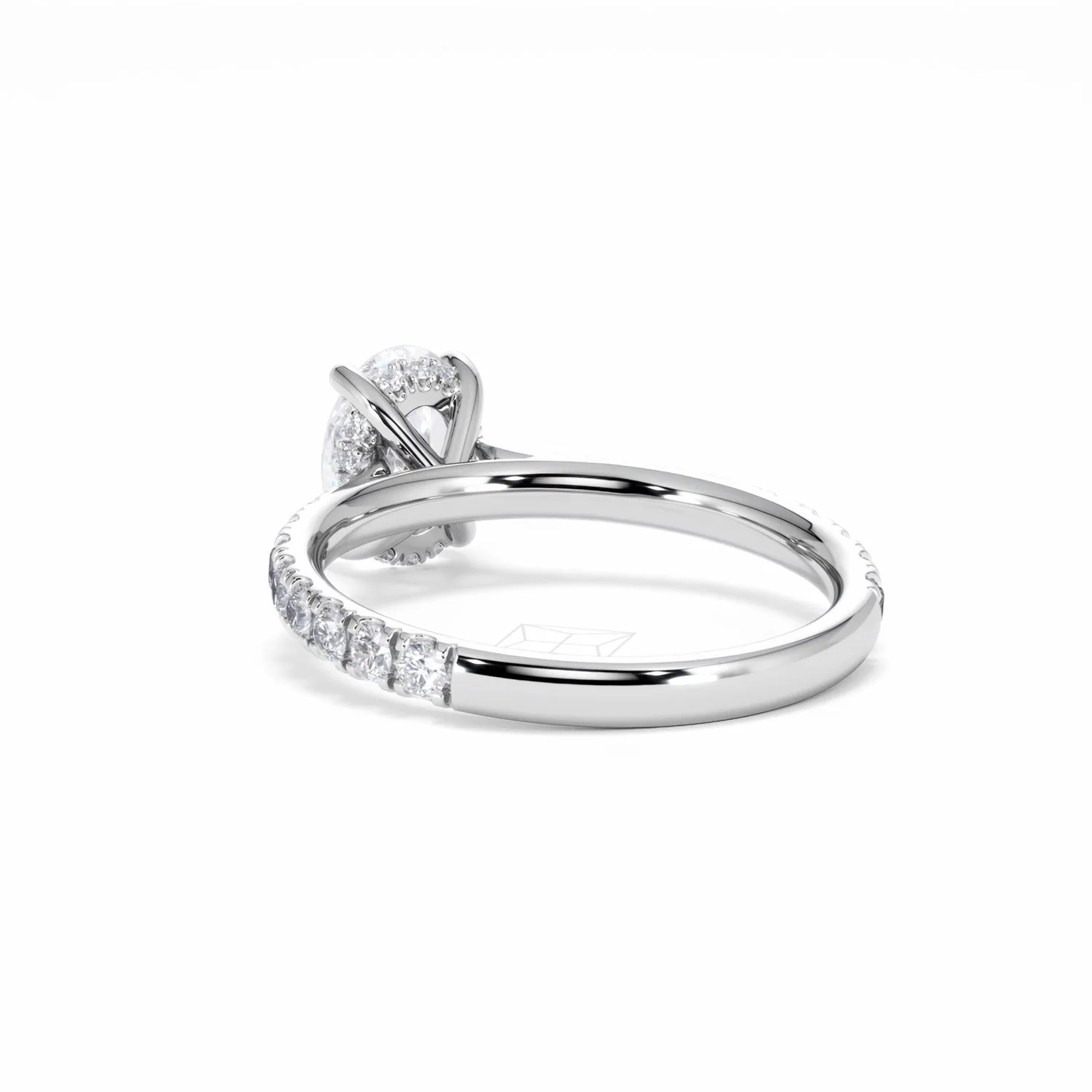 Amora Oval 1.00ct Hidden Halo Lab Diamond Engagement Ring With Side Stones Set in Platinum - Image 56