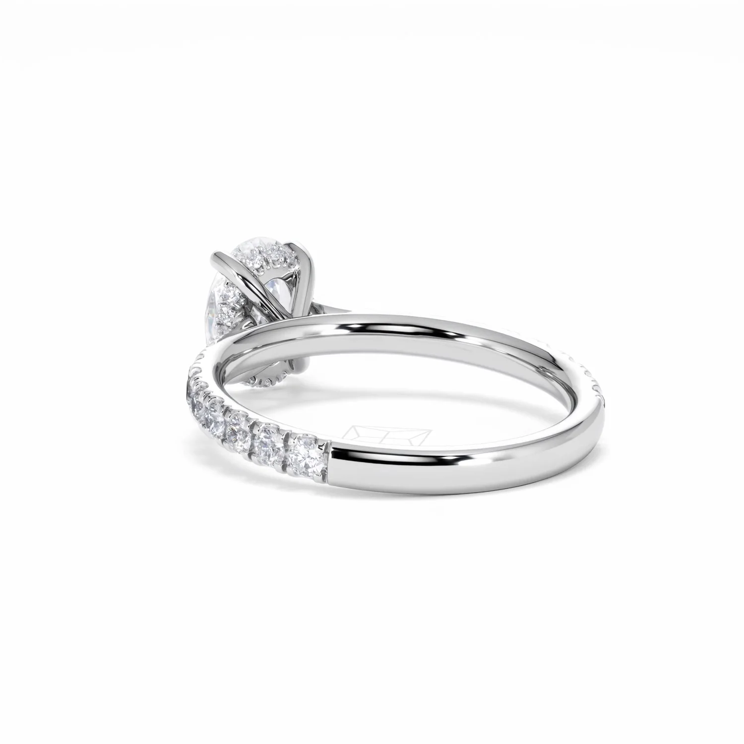 Amora Oval 1.00ct Hidden Halo Lab Diamond Engagement Ring With Side Stones Set in Platinum - Image 57