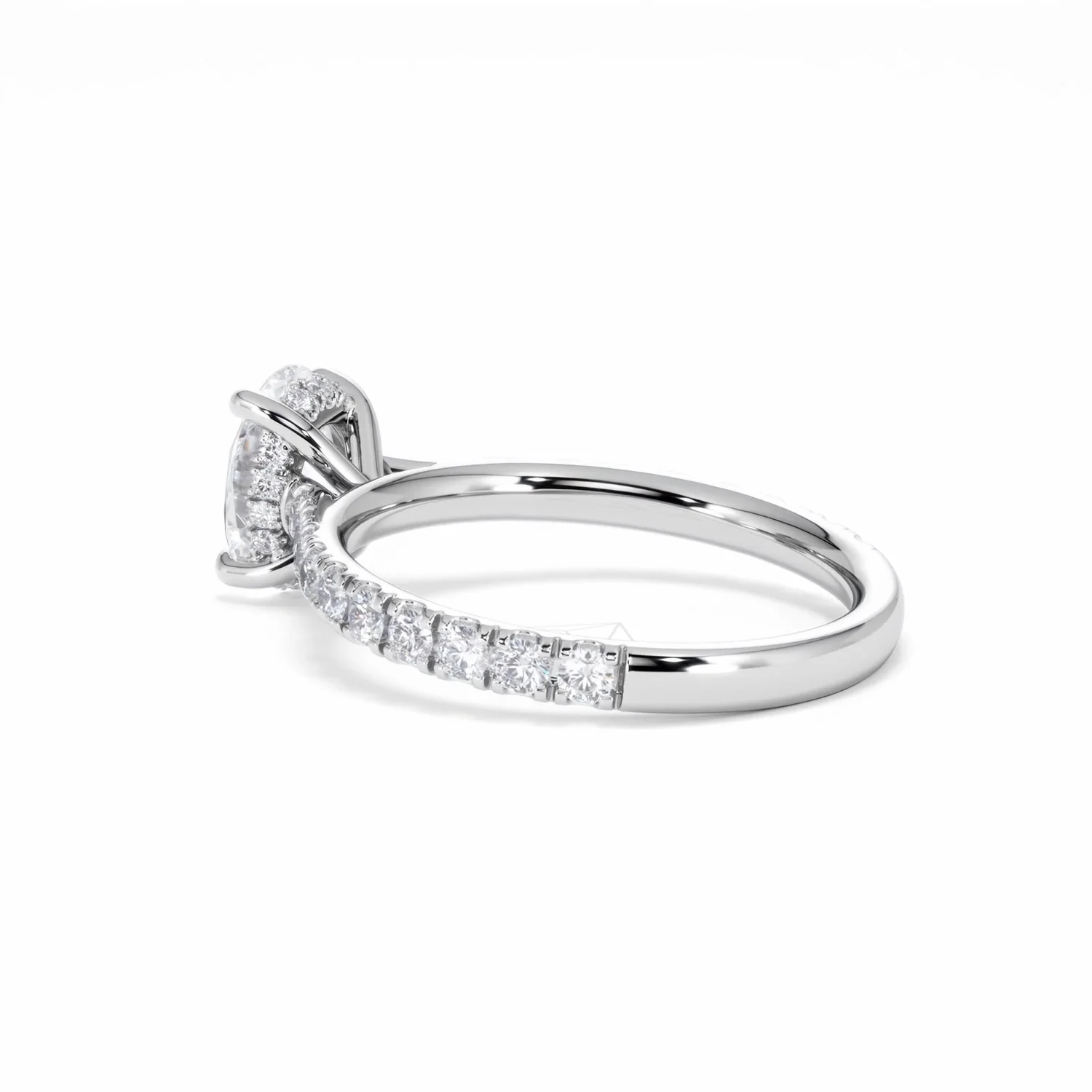 Amora Oval 1.00ct Hidden Halo Lab Diamond Engagement Ring With Side Stones Set in Platinum - Image 62