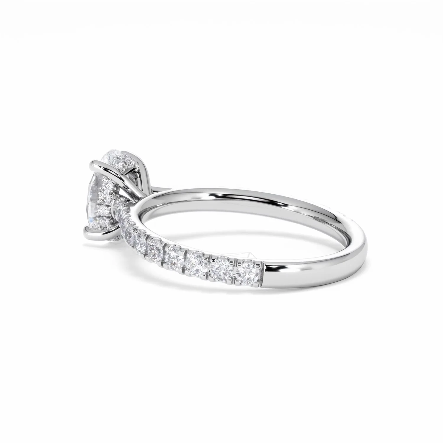 Amora Oval 1.00ct Hidden Halo Lab Diamond Engagement Ring With Side Stones Set in Platinum - Image 63