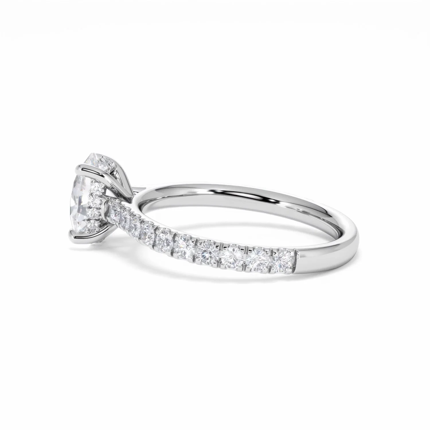 Amora Oval 1.00ct Hidden Halo Lab Diamond Engagement Ring With Side Stones Set in Platinum - Image 67