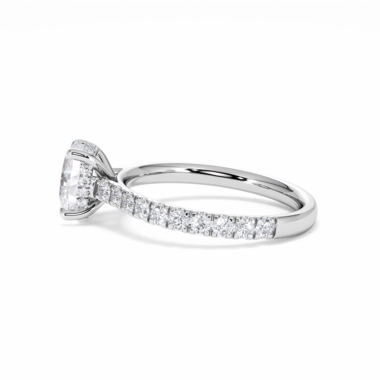 Amora Oval 1.00ct Hidden Halo Lab Diamond Engagement Ring With Side Stones Set in Platinum - Image 69