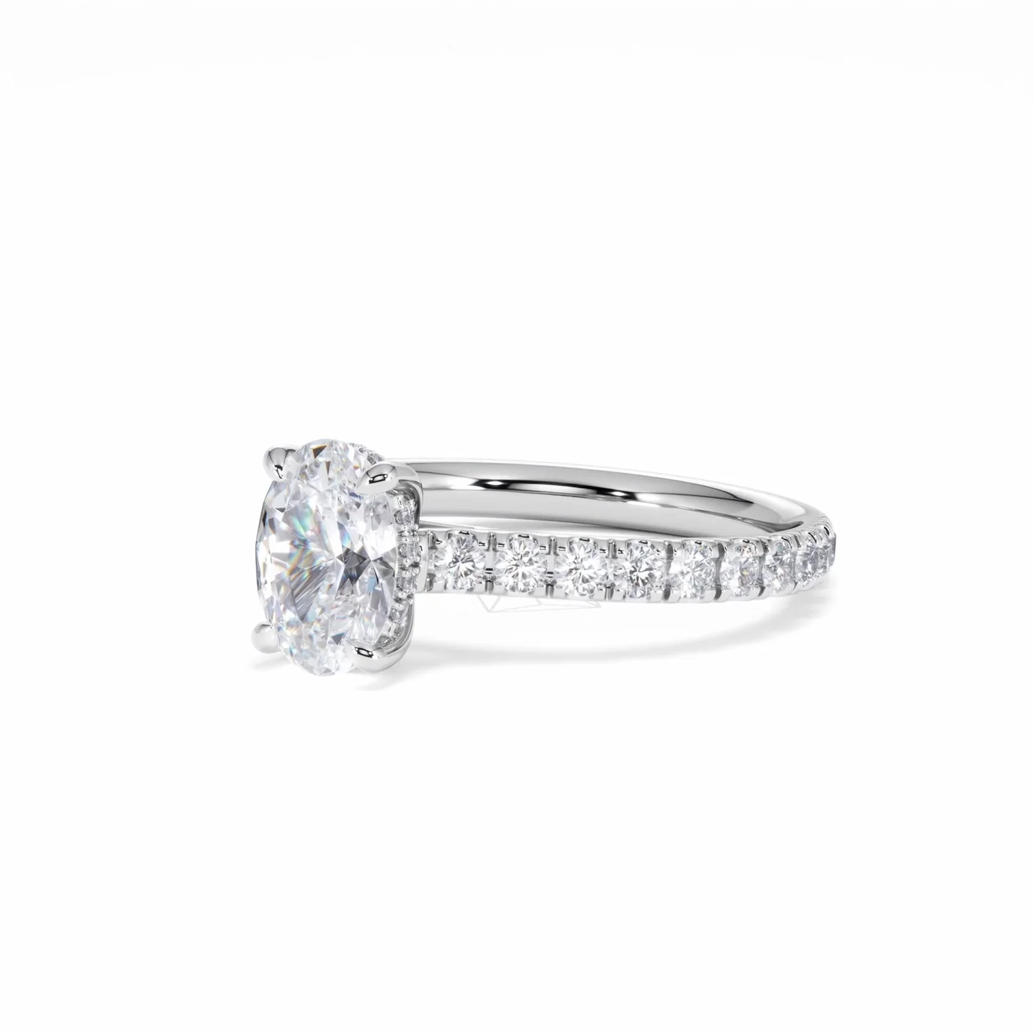 Amora Oval 1.00ct Hidden Halo Lab Diamond Engagement Ring With Side Stones Set in Platinum - Image 82