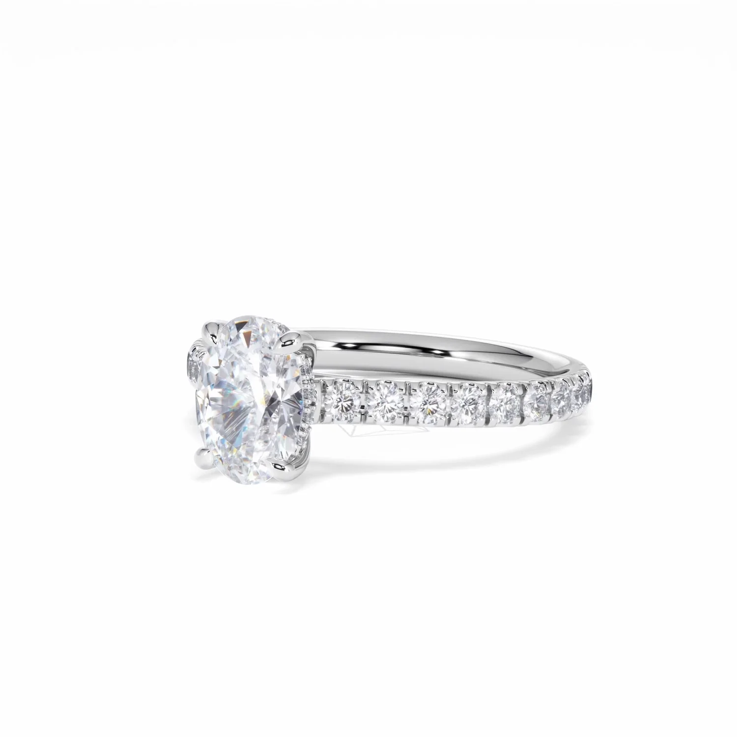 Amora Oval 1.00ct Hidden Halo Lab Diamond Engagement Ring With Side Stones Set in Platinum - Image 83