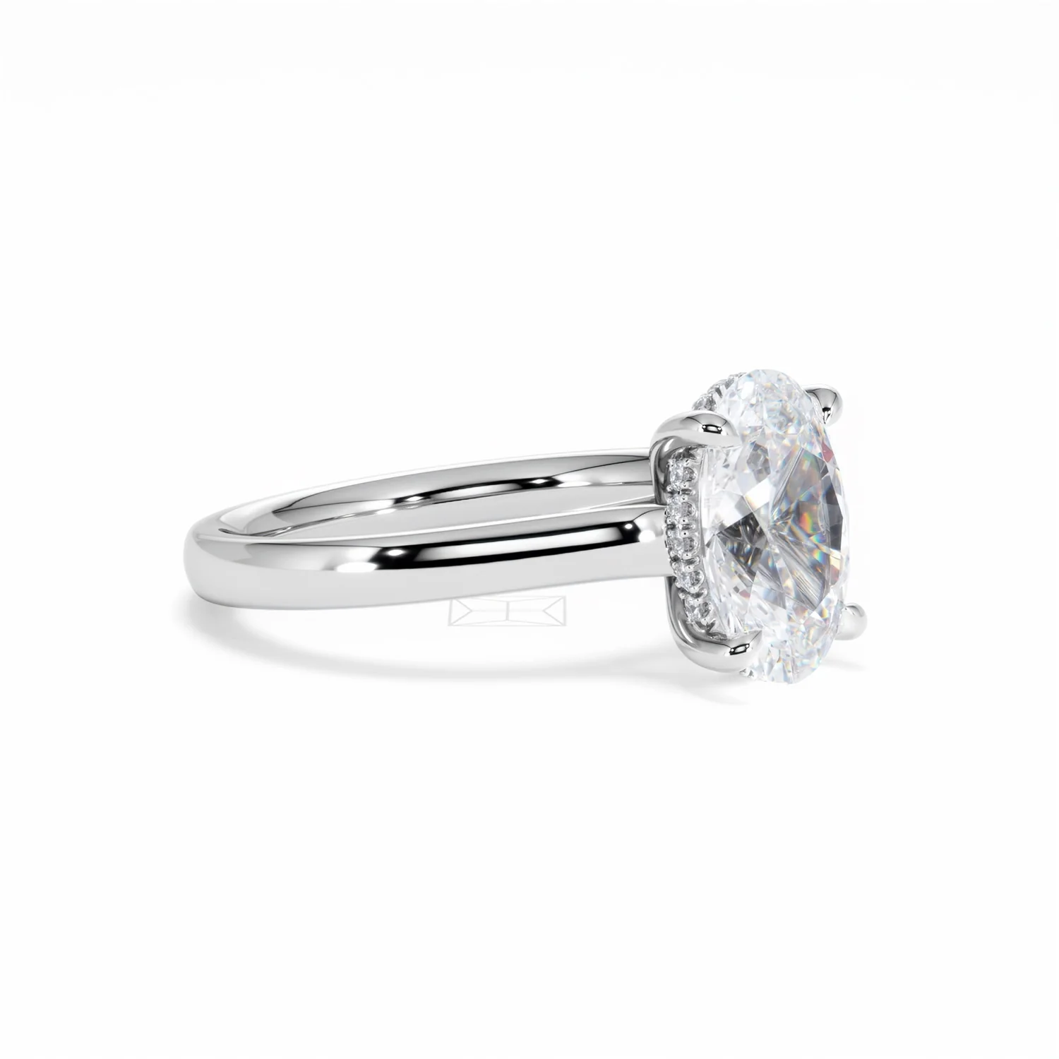 Amora Oval 2.00ct Hidden Halo Lab Diamond Engagement Ring F/VS1 Set in Platinum - Image 20