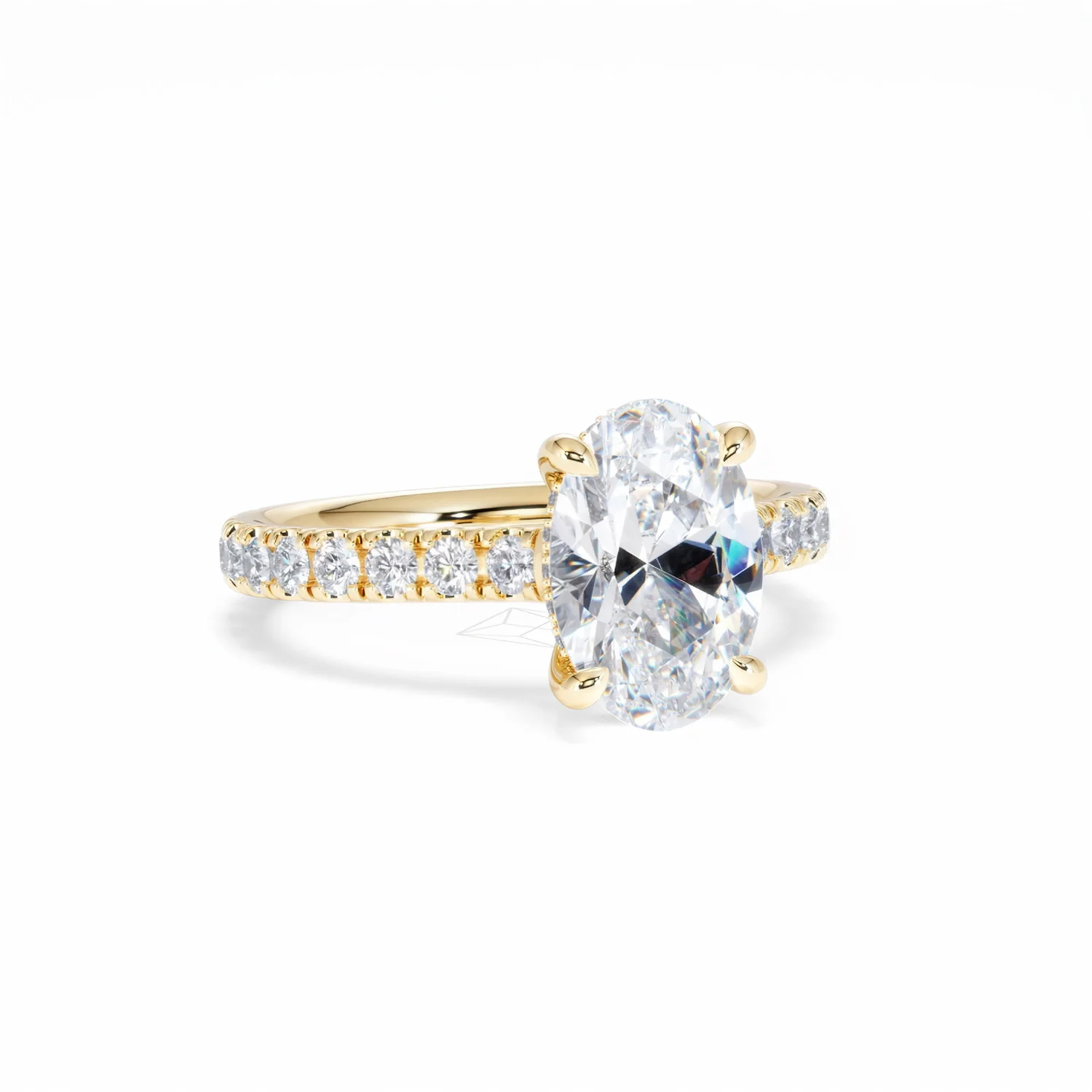 Amora Oval 2.00ct Hidden Halo Lab Diamond Engagement Ring With Side Stones Set in 18K Gold - Image 14
