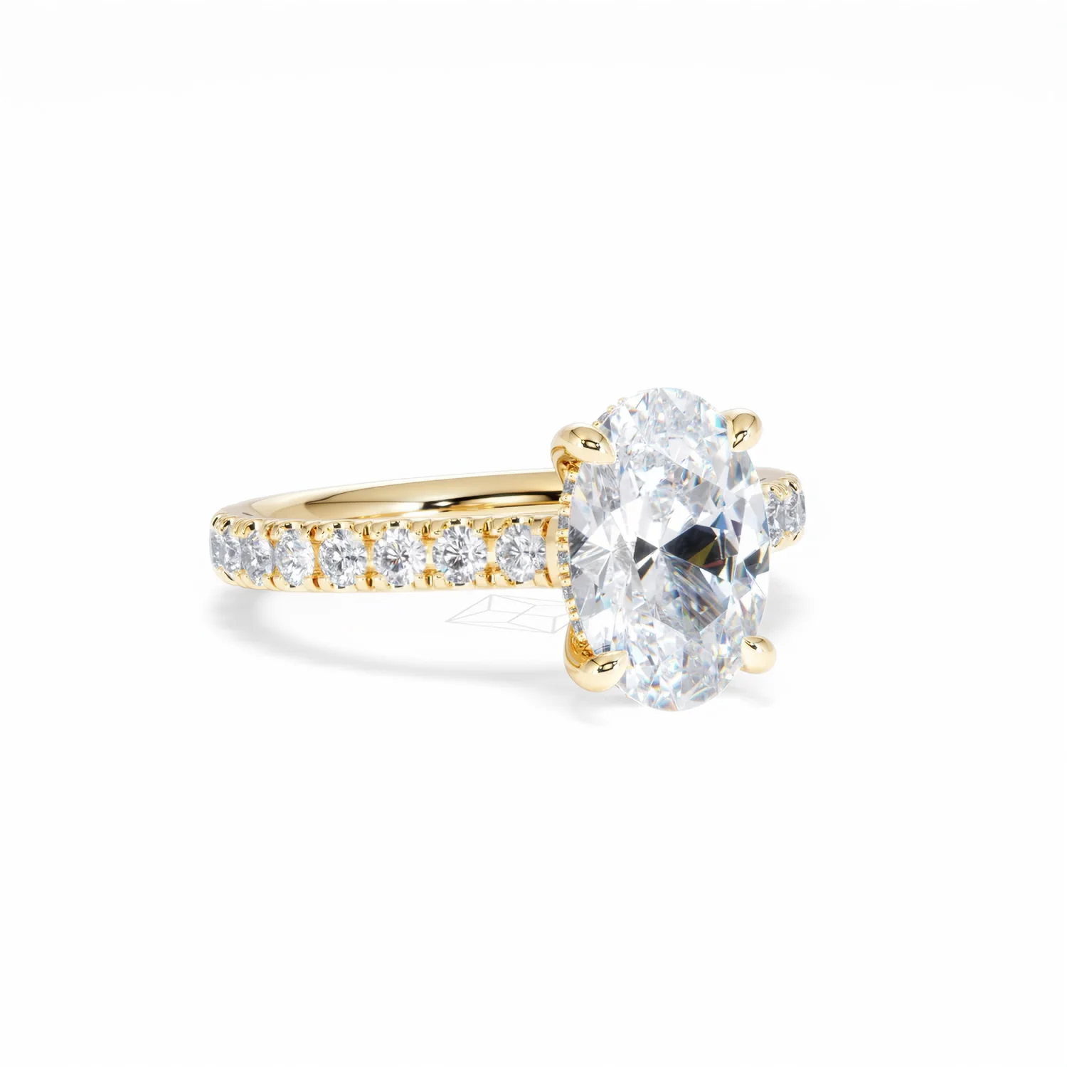 Amora Oval 2.00ct Hidden Halo Lab Diamond Engagement Ring With Side Stones Set in 18K Gold - Image 15