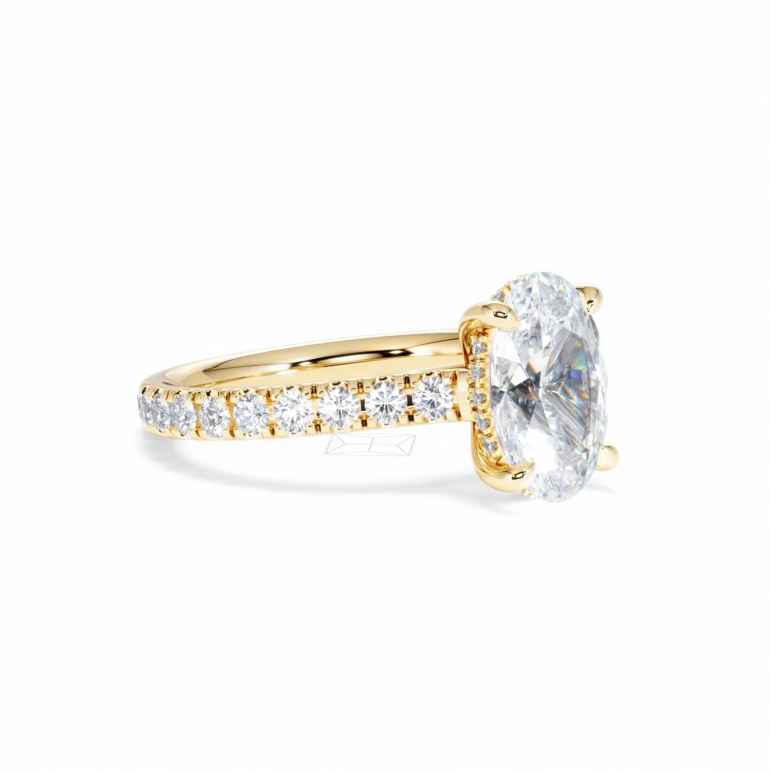 Amora Oval 2.00ct Hidden Halo Lab Diamond Engagement Ring With Side Stones Set in 18K Gold - Image 19