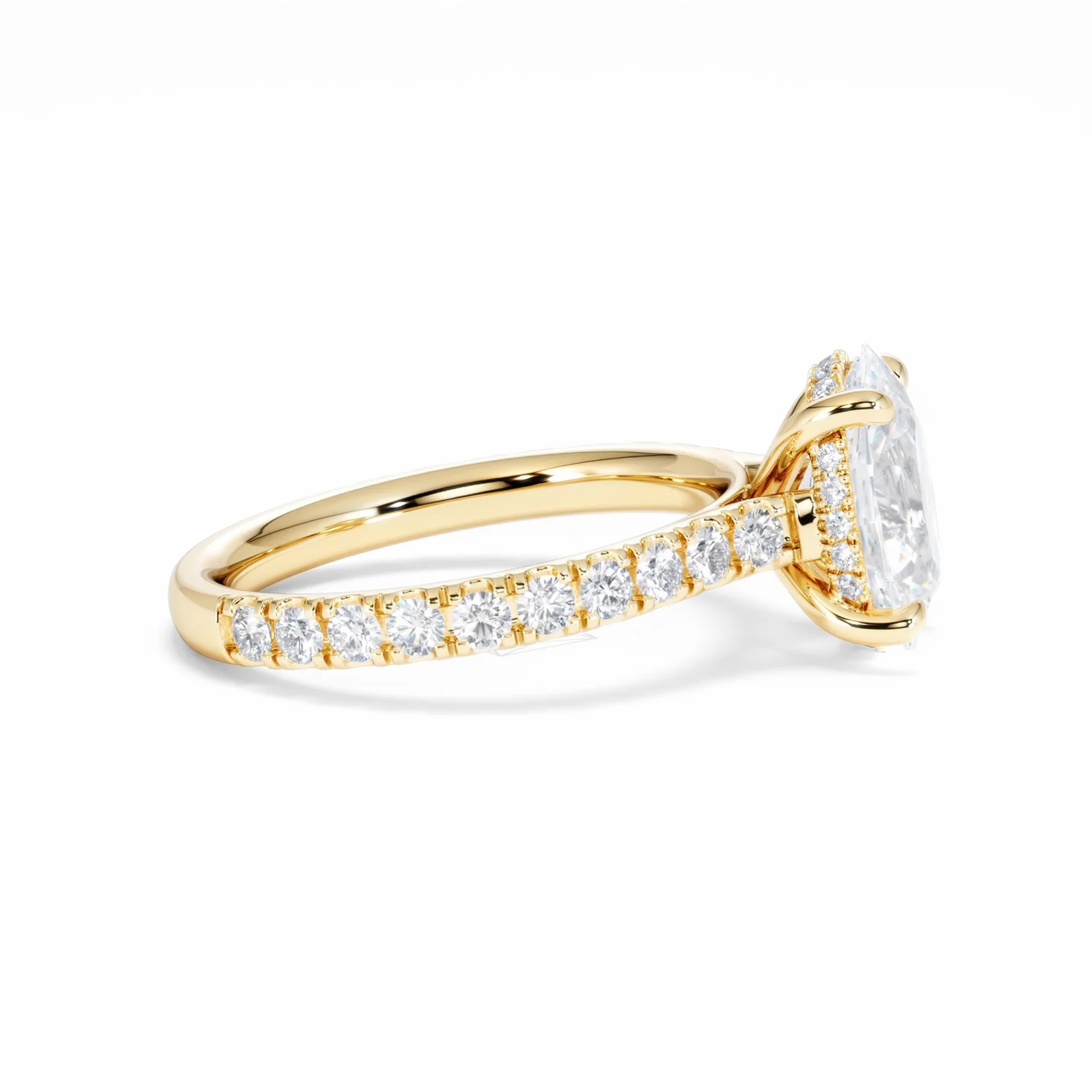 Amora Oval 2.00ct Hidden Halo Lab Diamond Engagement Ring With Side Stones Set in 18K Gold - Image 28
