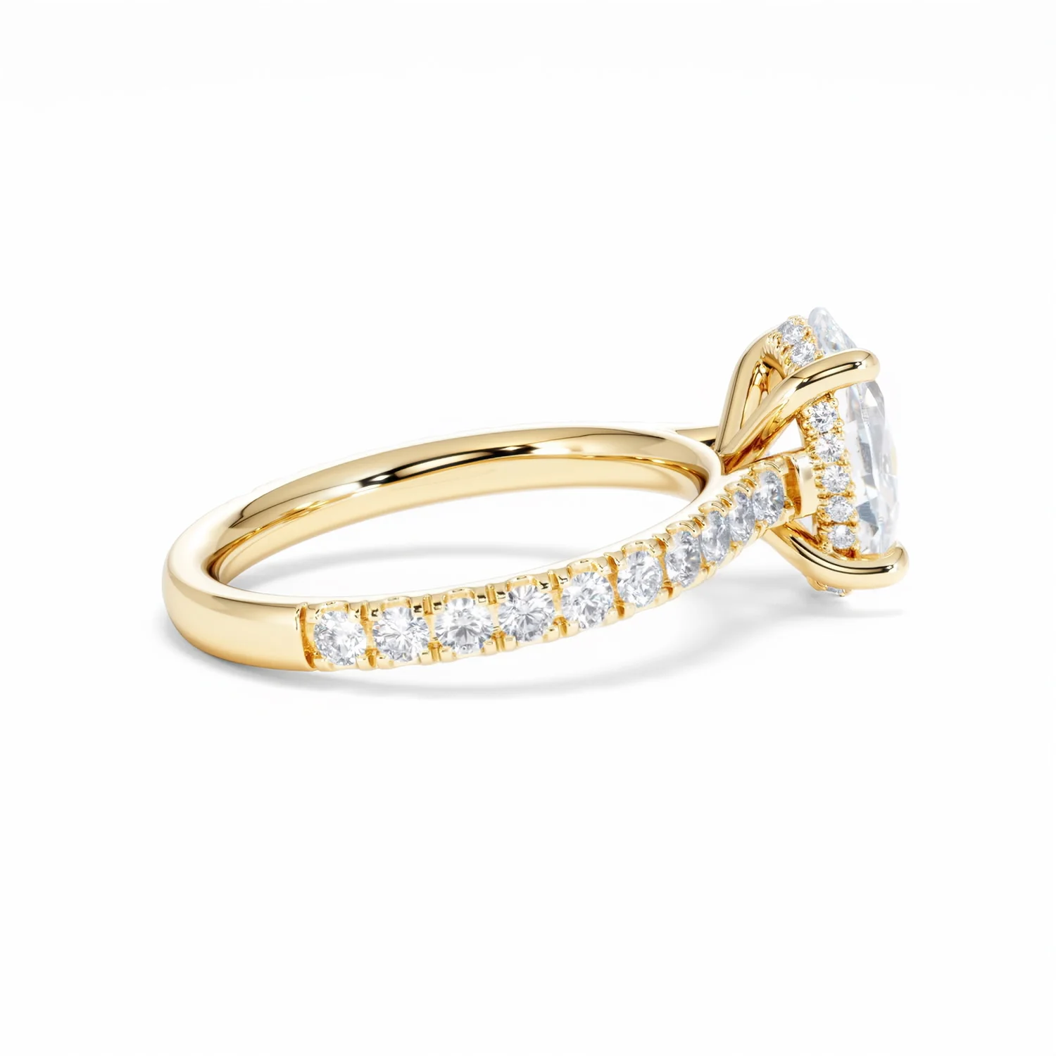 Amora Oval 2.00ct Hidden Halo Lab Diamond Engagement Ring With Side Stones Set in 18K Gold - Image 33