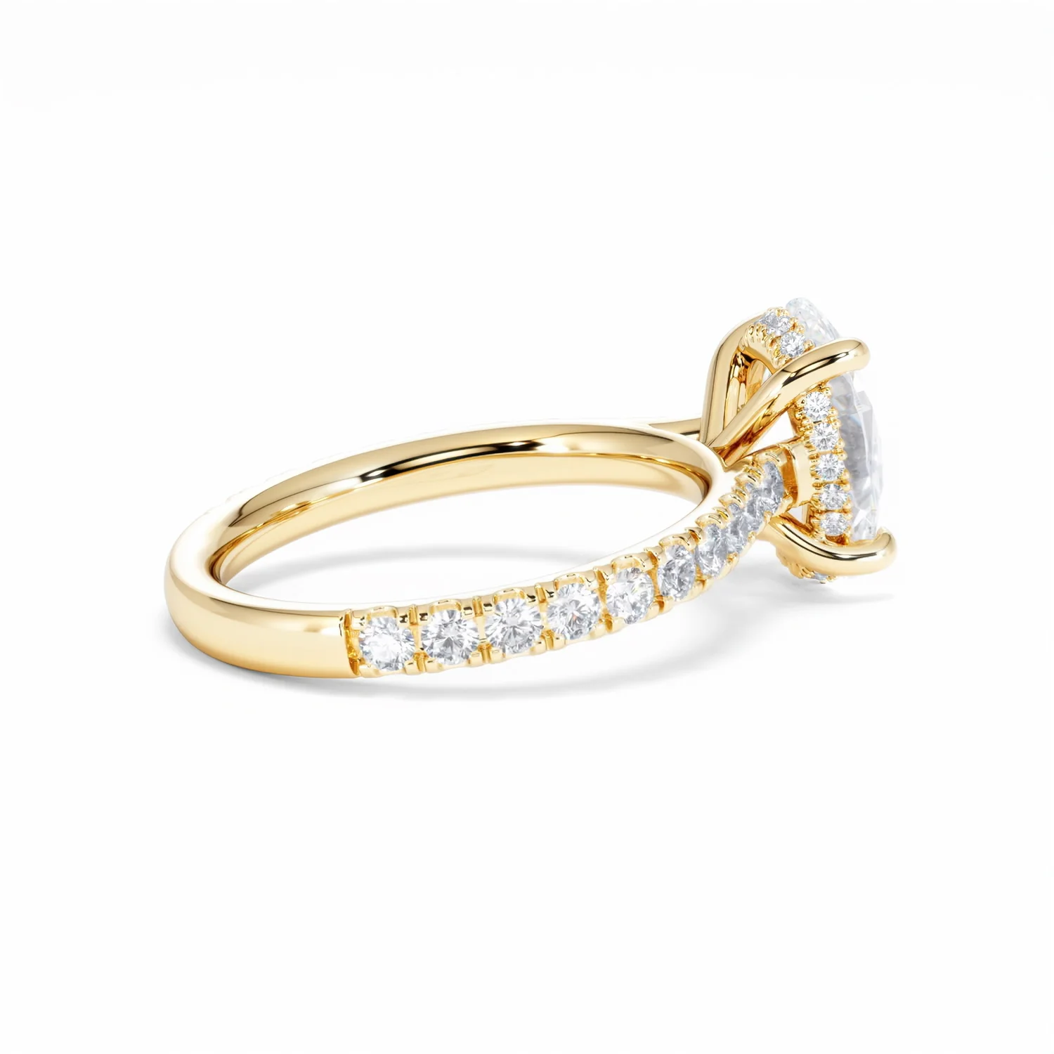 Amora Oval 2.00ct Hidden Halo Lab Diamond Engagement Ring With Side Stones Set in 18K Gold - Image 35