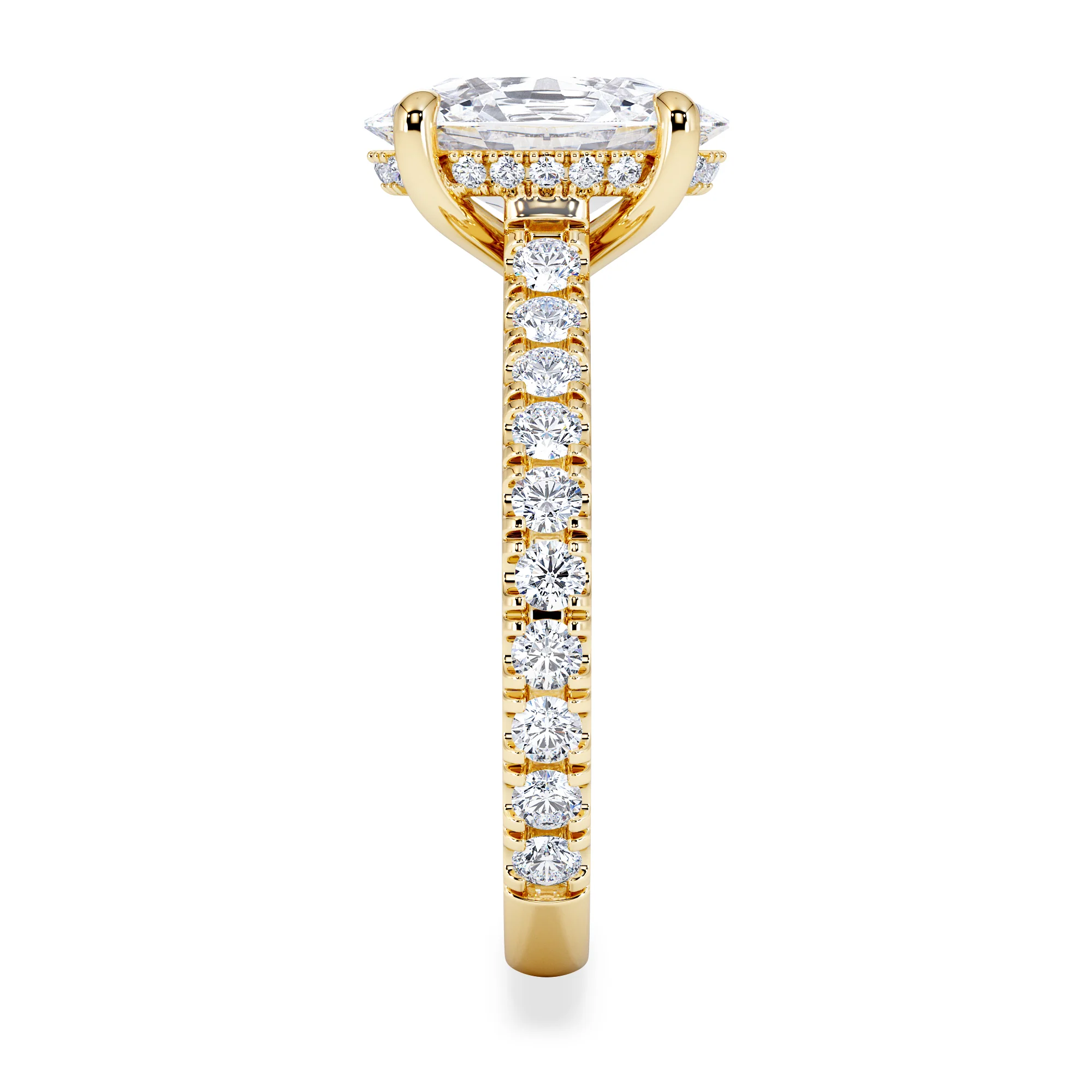 Amora Oval 2.00ct Hidden Halo Lab Diamond Engagement Ring With Side Stones Set in 18K Gold - Image 5
