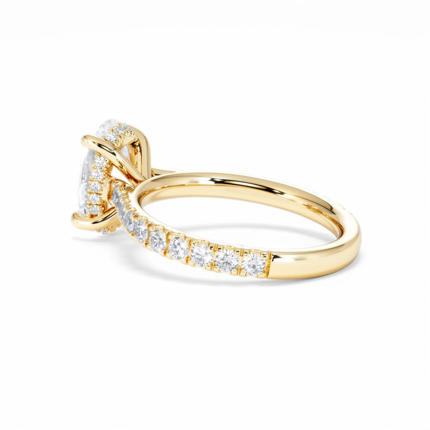 Amora Oval 2.00ct Hidden Halo Lab Diamond Engagement Ring With Side Stones Set in 18K Gold - Image 63