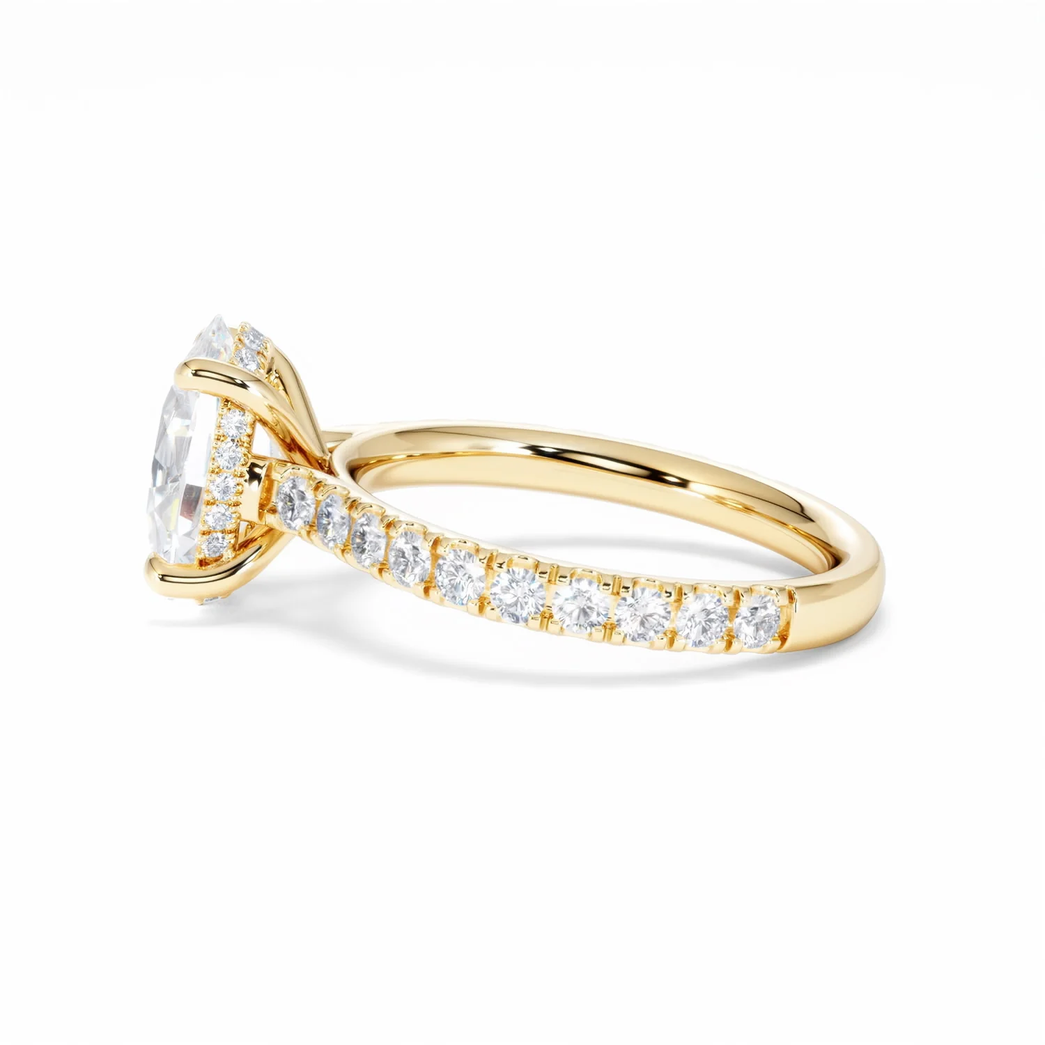 Amora Oval 2.00ct Hidden Halo Lab Diamond Engagement Ring With Side Stones Set in 18K Gold - Image 69