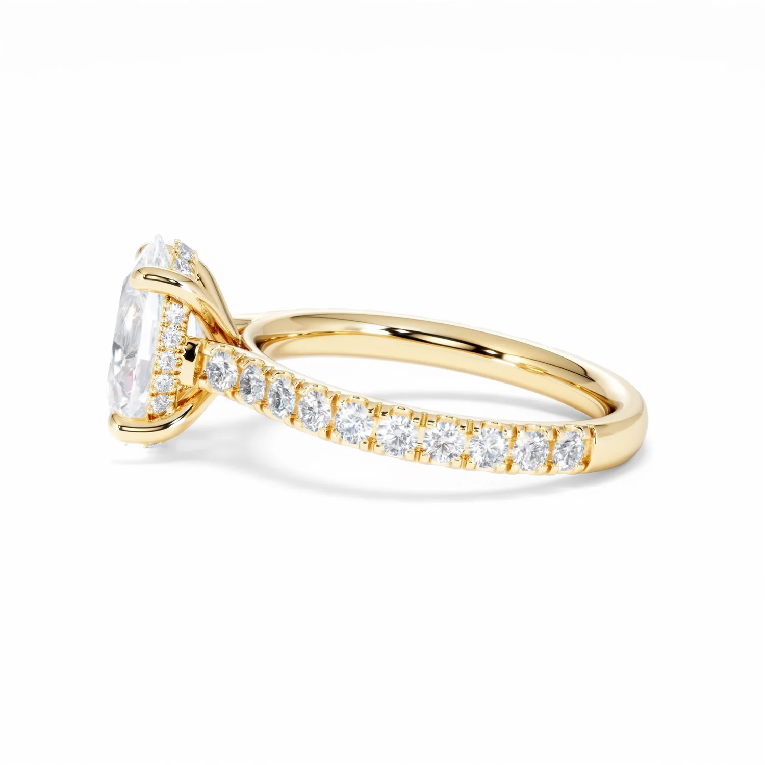 Amora Oval 2.00ct Hidden Halo Lab Diamond Engagement Ring With Side Stones Set in 18K Gold - Image 70