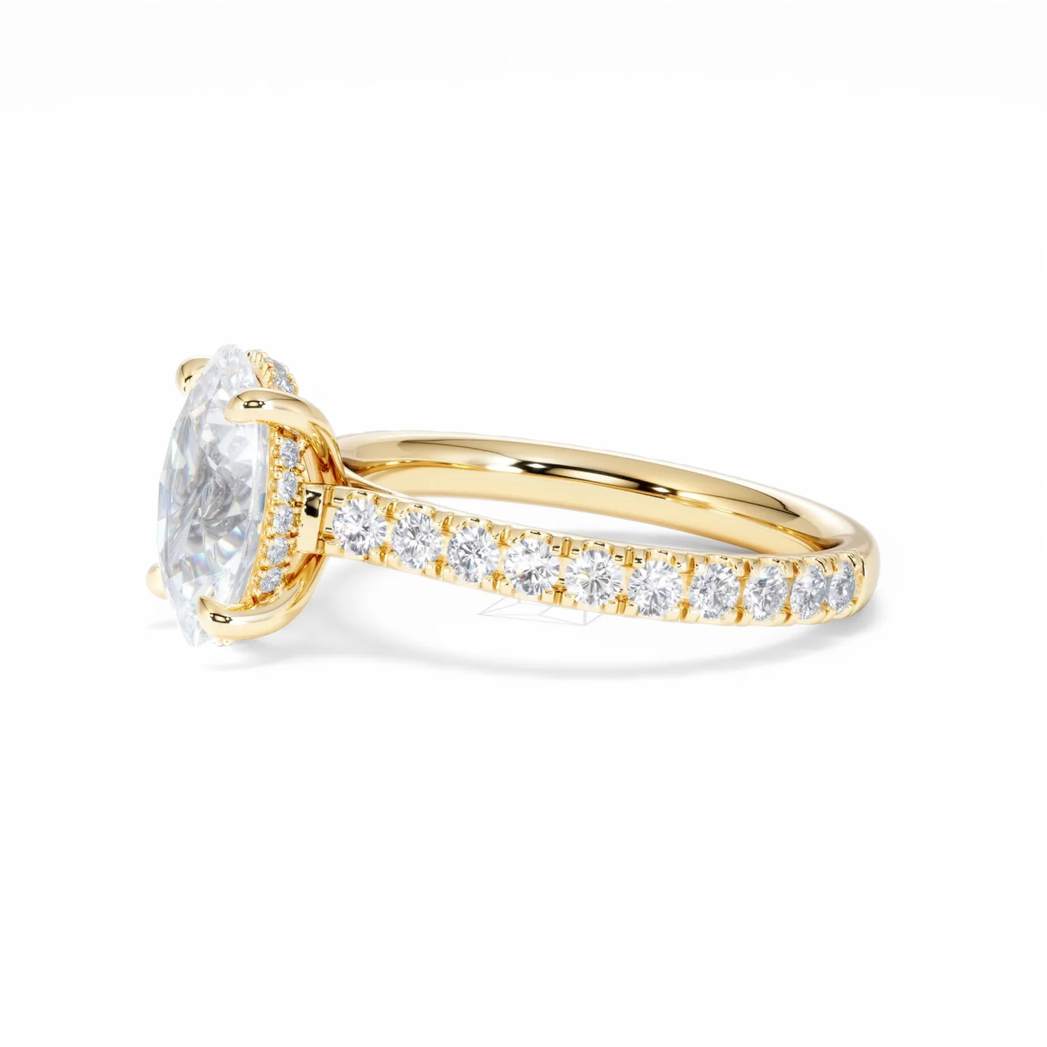 Amora Oval 2.00ct Hidden Halo Lab Diamond Engagement Ring With Side Stones Set in 18K Gold - Image 75