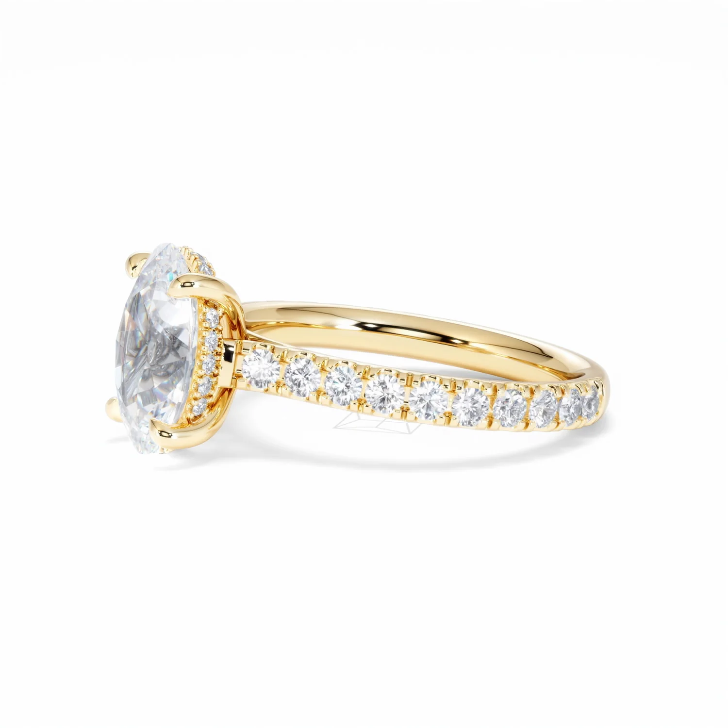 Amora Oval 2.00ct Hidden Halo Lab Diamond Engagement Ring With Side Stones Set in 18K Gold - Image 76