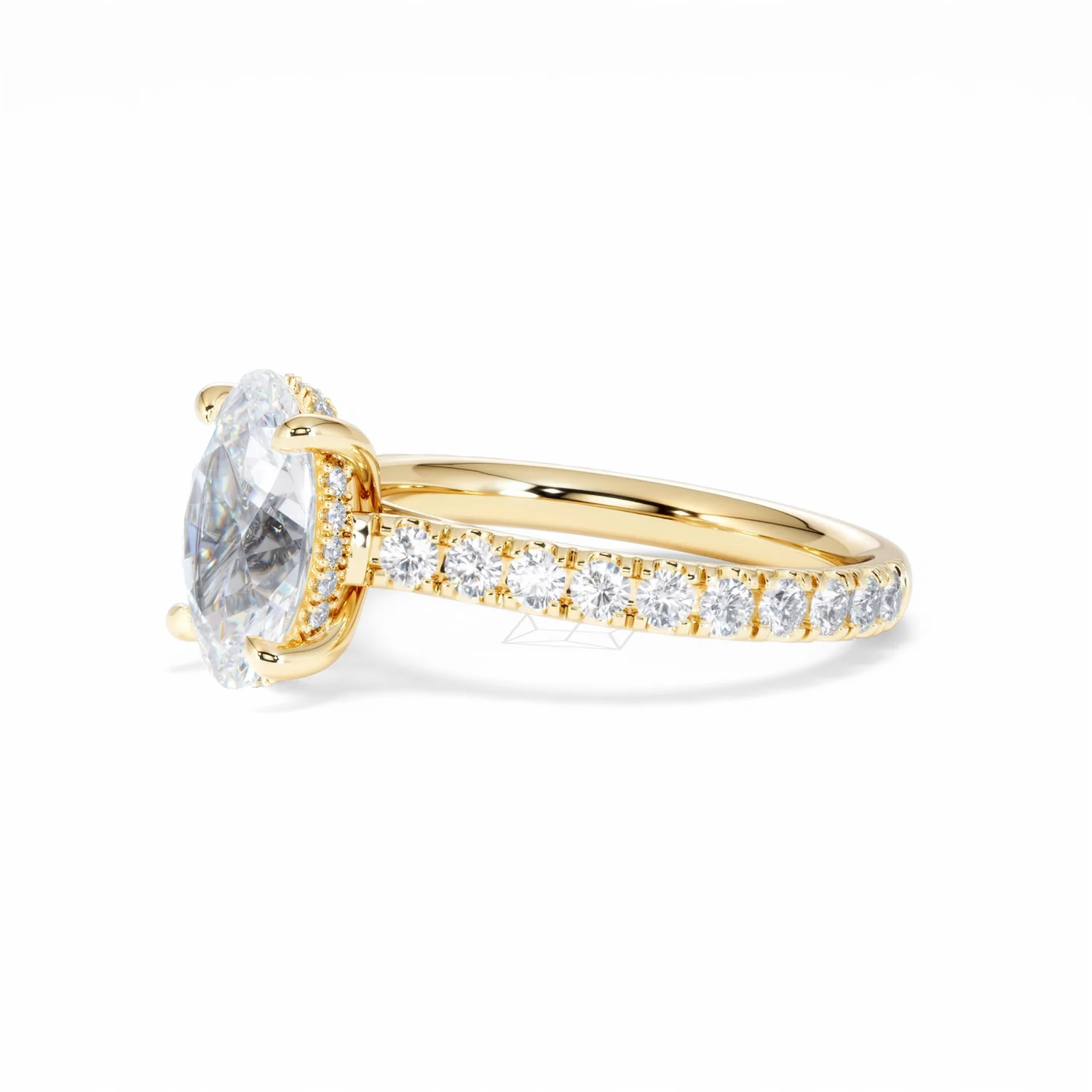 Amora Oval 2.00ct Hidden Halo Lab Diamond Engagement Ring With Side Stones Set in 18K Gold - Image 77