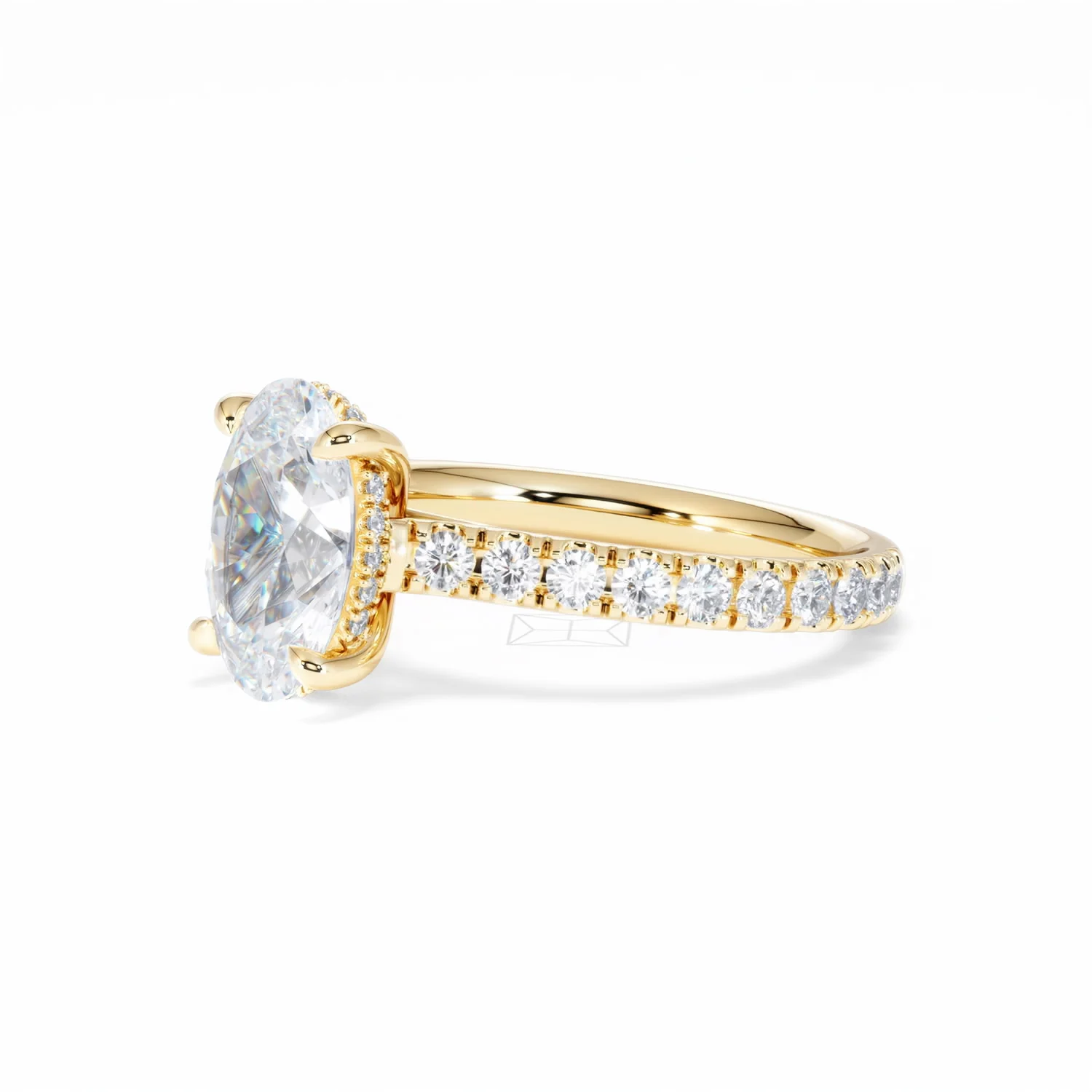 Amora Oval 2.00ct Hidden Halo Lab Diamond Engagement Ring With Side Stones Set in 18K Gold - Image 79