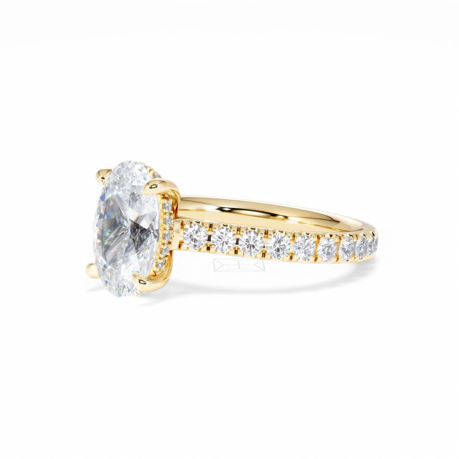 Amora Oval 2.00ct Hidden Halo Lab Diamond Engagement Ring With Side Stones Set in 18K Gold - Image 80