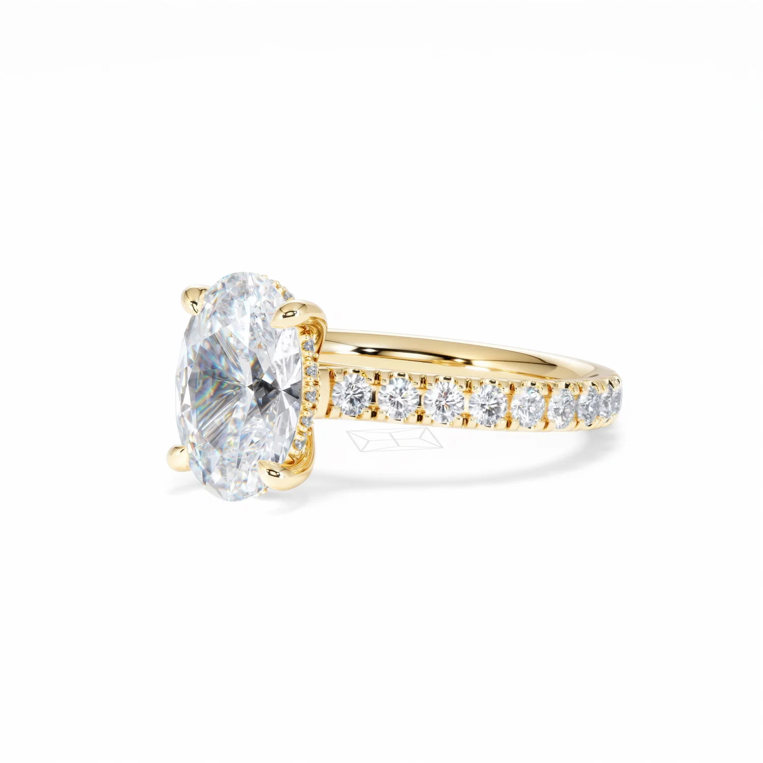 Amora Oval 2.00ct Hidden Halo Lab Diamond Engagement Ring With Side Stones Set in 18K Gold - Image 82