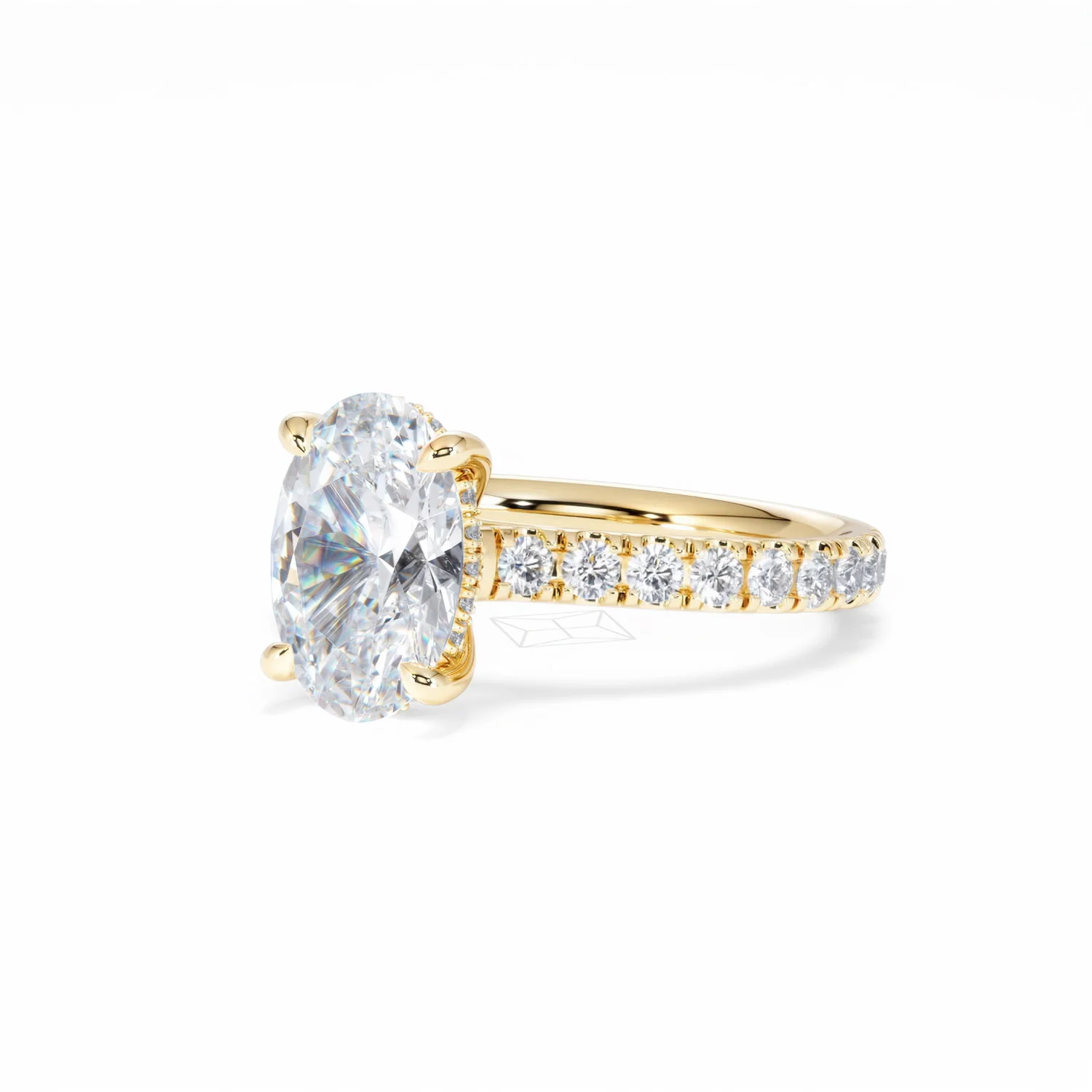 Amora Oval 2.00ct Hidden Halo Lab Diamond Engagement Ring With Side Stones Set in 18K Gold - Image 83