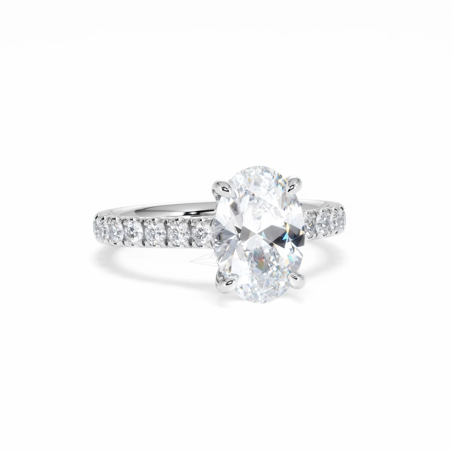 Amora Oval 2.00ct Hidden Halo Lab Diamond Engagement Ring With Side Stones Set in 18K White Gold - Image 11