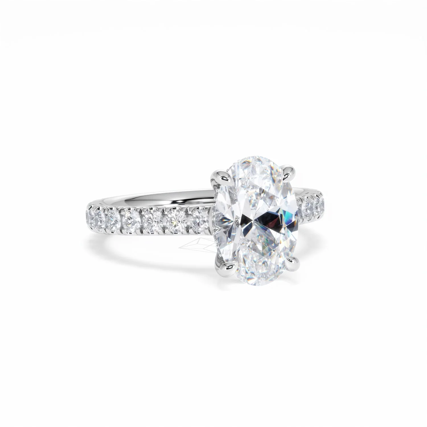 Amora Oval 2.00ct Hidden Halo Lab Diamond Engagement Ring With Side Stones Set in 18K White Gold - Image 12