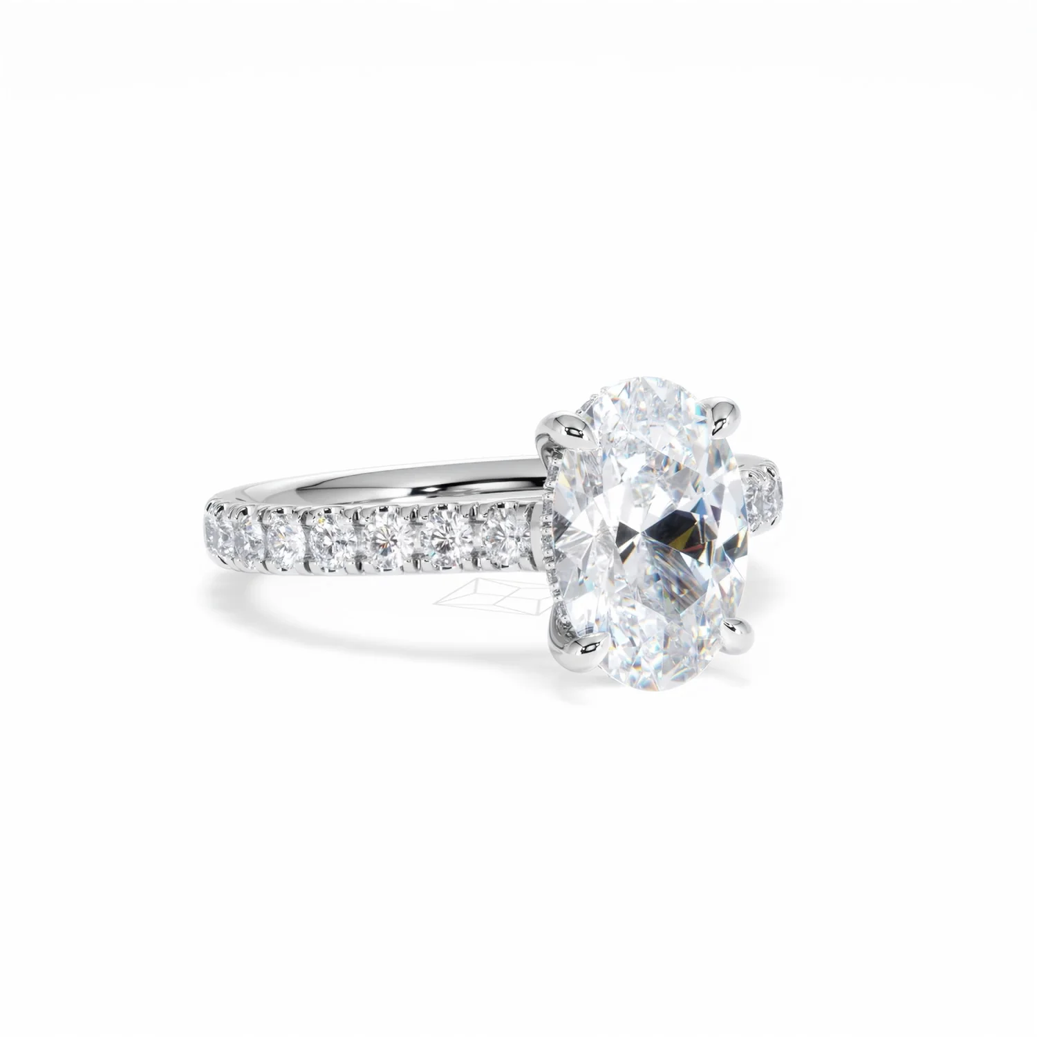 Amora Oval 2.00ct Hidden Halo Lab Diamond Engagement Ring With Side Stones Set in 18K White Gold - Image 13