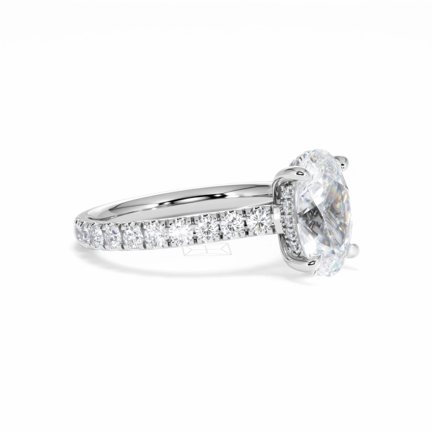 Amora Oval 2.00ct Hidden Halo Lab Diamond Engagement Ring With Side Stones Set in 18K White Gold - Image 19