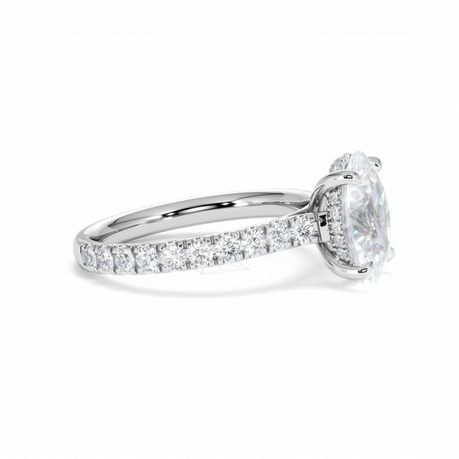 Amora Oval 2.00ct Hidden Halo Lab Diamond Engagement Ring With Side Stones Set in 18K White Gold - Image 23